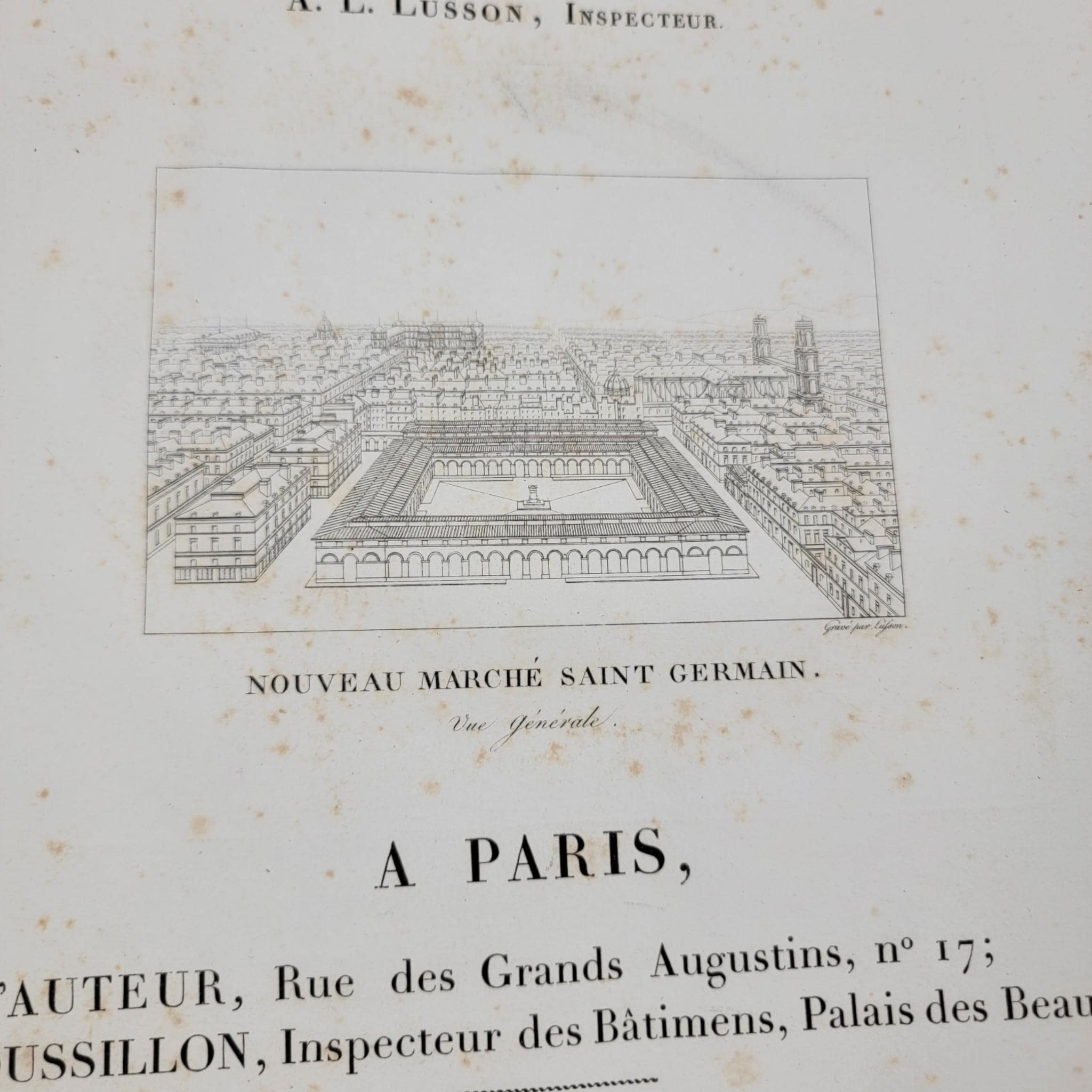 1816 French Architectural Folio by J. B. Blondel, Complete with 11 Engraved Plates, Nouveau Marché Saint-Germain, Paris Urban Design Book