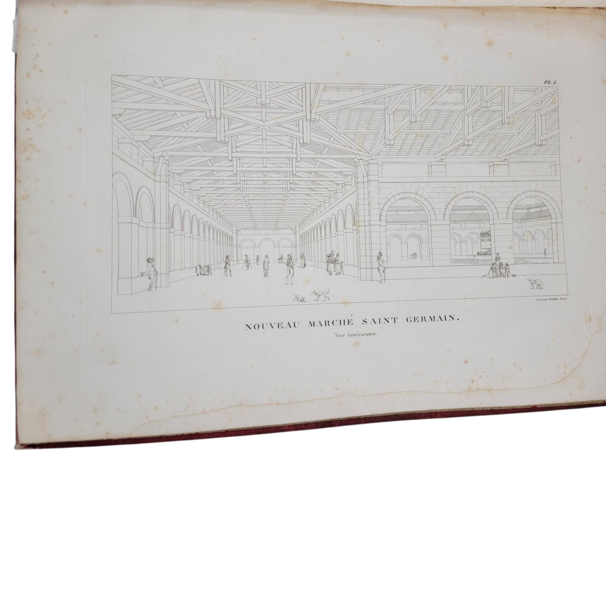 1816 French Architectural Folio by J. B. Blondel, Complete with 11 Engraved Plates, Nouveau Marché Saint-Germain, Paris Urban Design Book