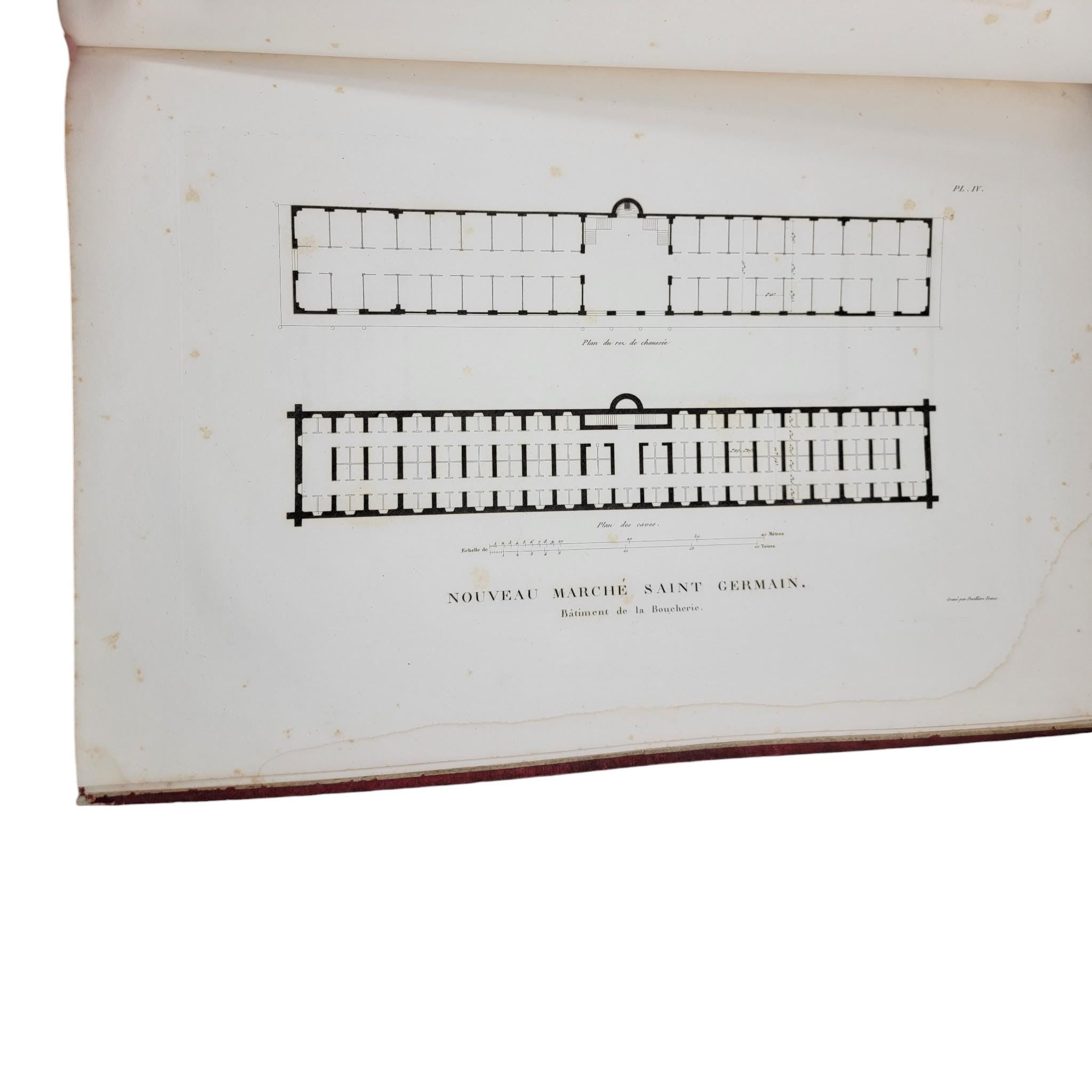 1816 French Architectural Folio by J. B. Blondel, Complete with 11 Engraved Plates, Nouveau Marché Saint-Germain, Paris Urban Design Book