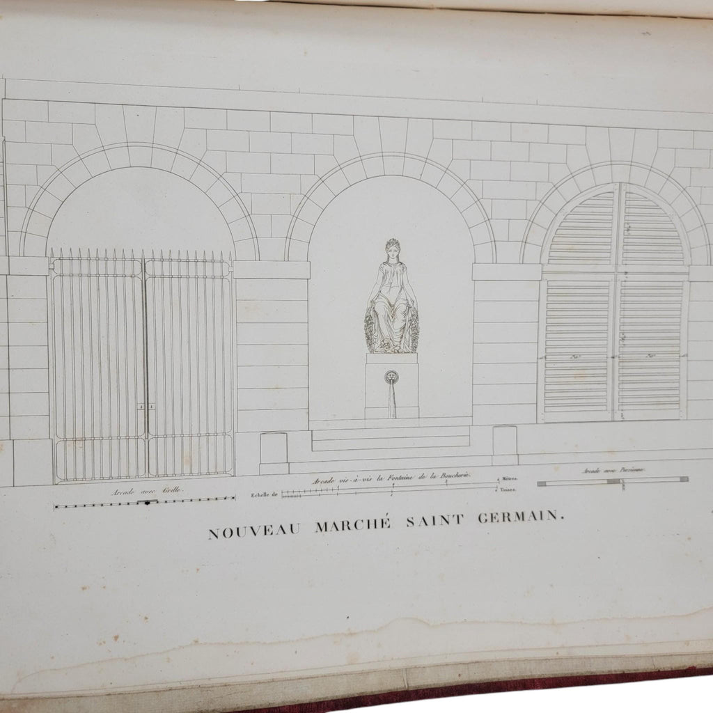 1816 French Architectural Folio by J. B. Blondel, Complete with 11 Engraved Plates, Nouveau Marché Saint-Germain, Paris Urban Design Book