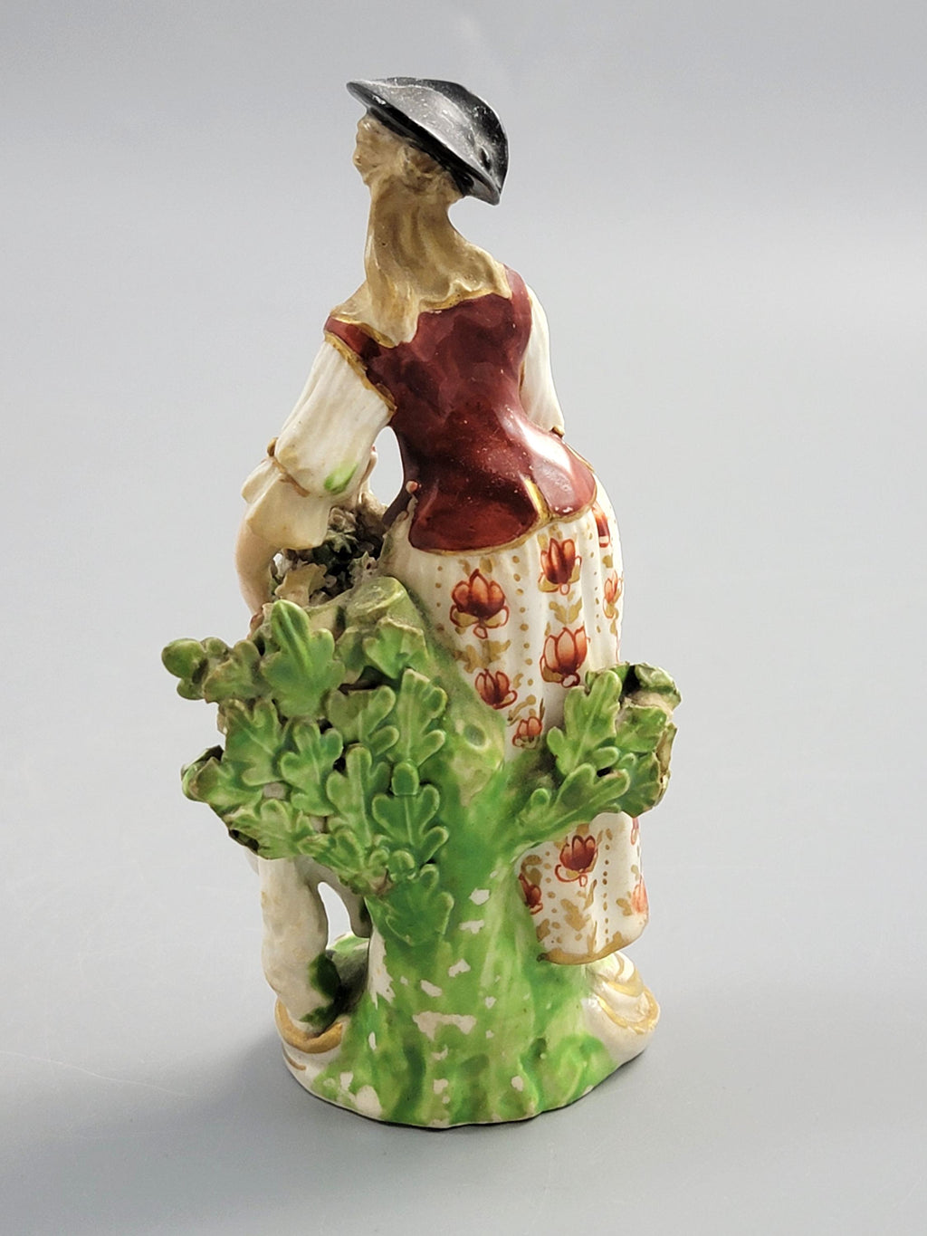 Rare Derby porcelain shepherdess with lamb figure c.1756 pale family period