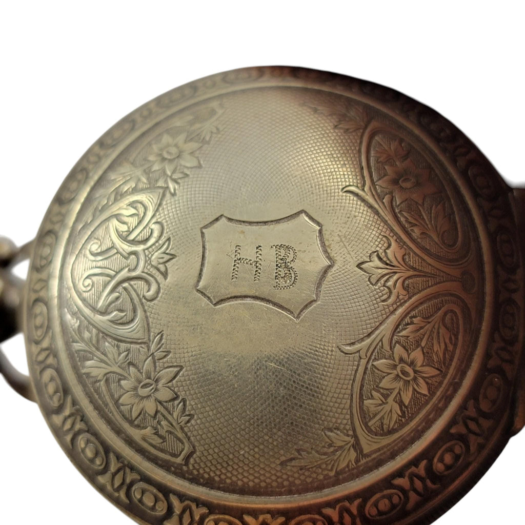 Antique Ottoman silver pocket watch — Cyrillic «МАКЕДОНИЈА» & military coat of arms — Swiss c. 1882–1912 — with original beaded pouch