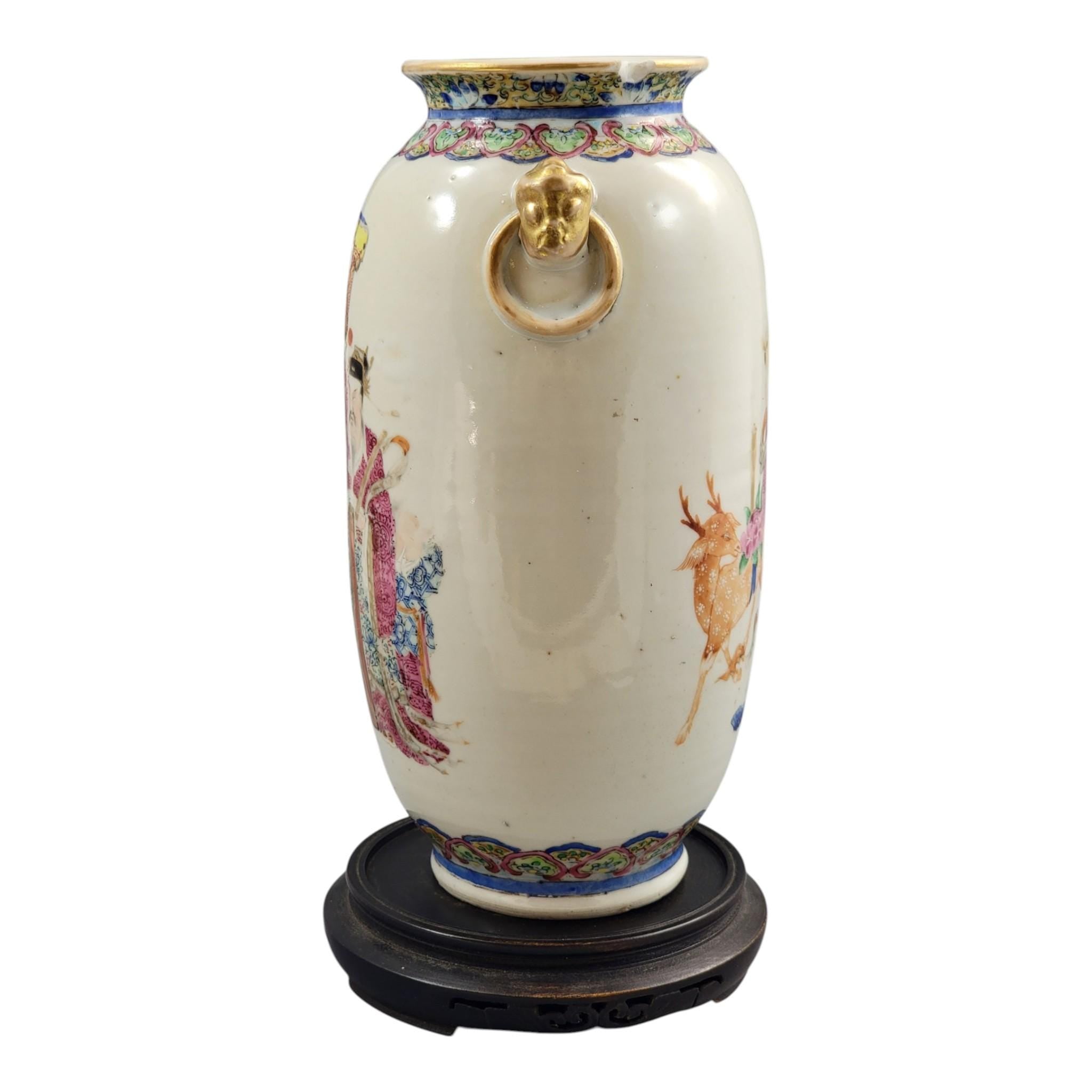 Chinese famille rose vase Magu Shoulao Qing dynasty Jingdezhen c. 1870