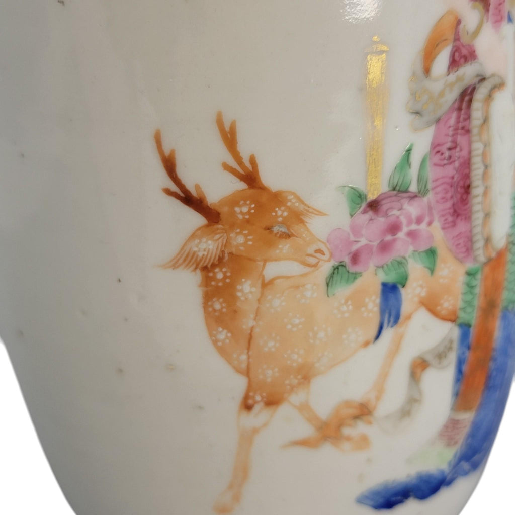 Chinese famille rose vase Magu Shoulao Qing dynasty Jingdezhen c. 1870