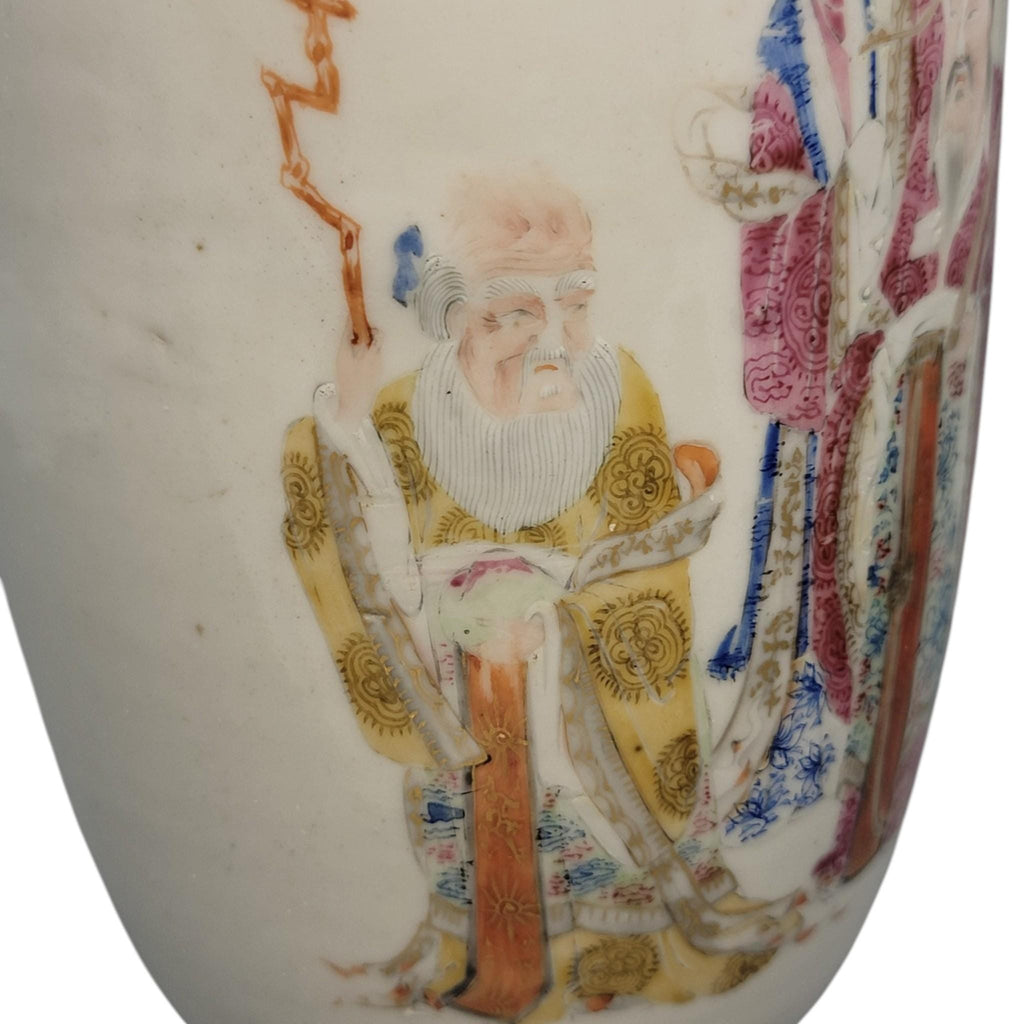 Chinese famille rose vase Magu Shoulao Qing dynasty Jingdezhen c. 1870