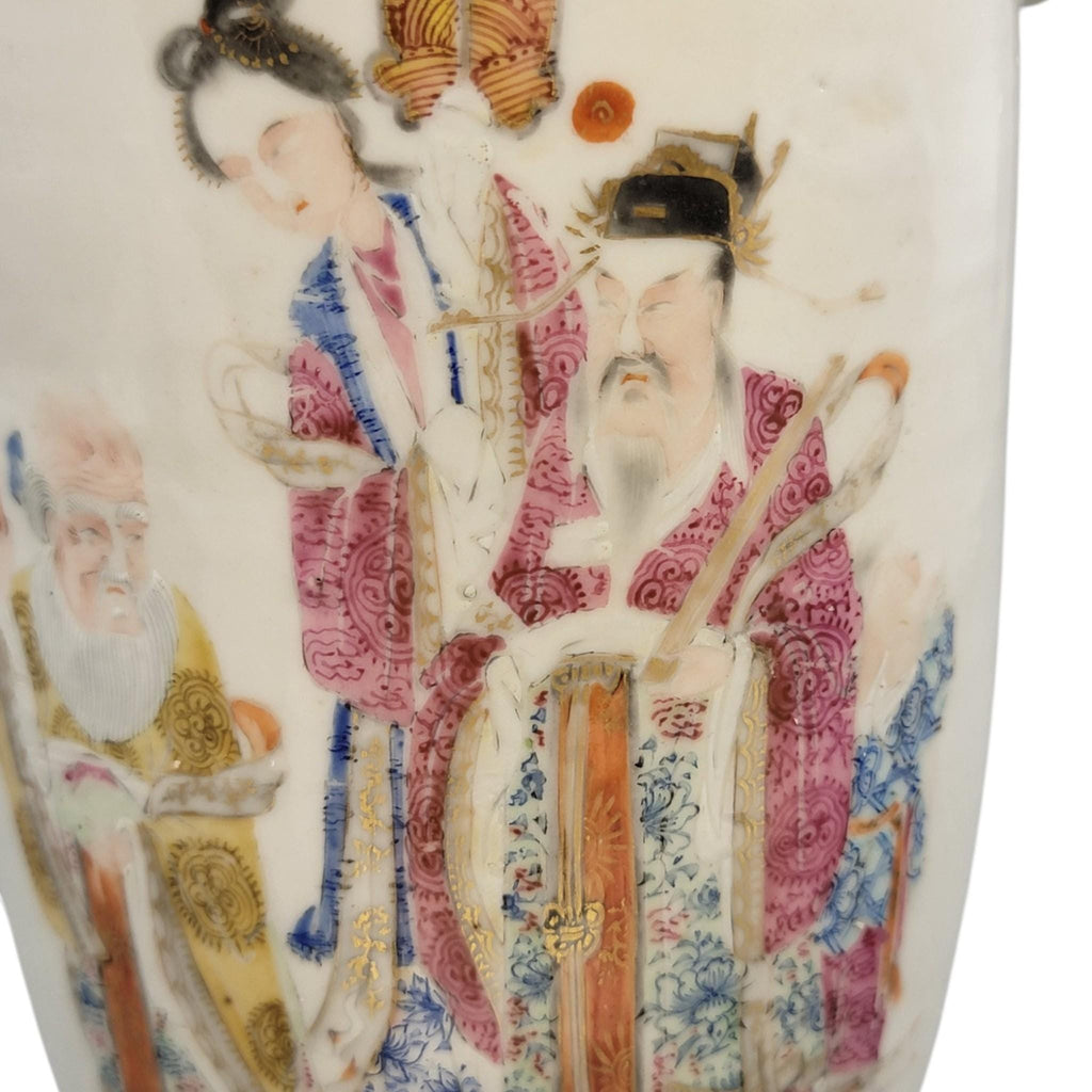 Chinese famille rose vase Magu Shoulao Qing dynasty Jingdezhen c. 1870