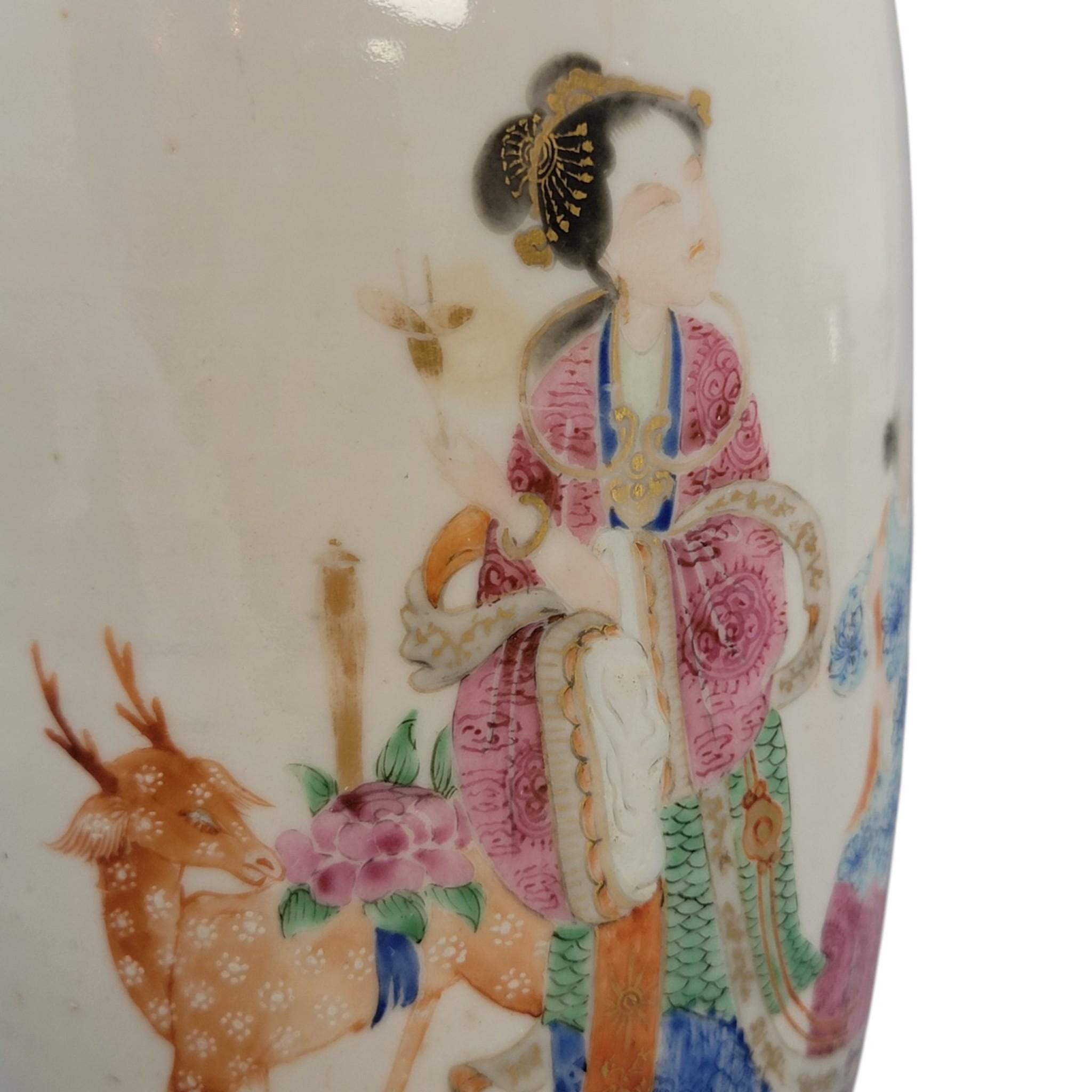 Chinese famille rose vase Magu Shoulao Qing dynasty Jingdezhen c. 1870