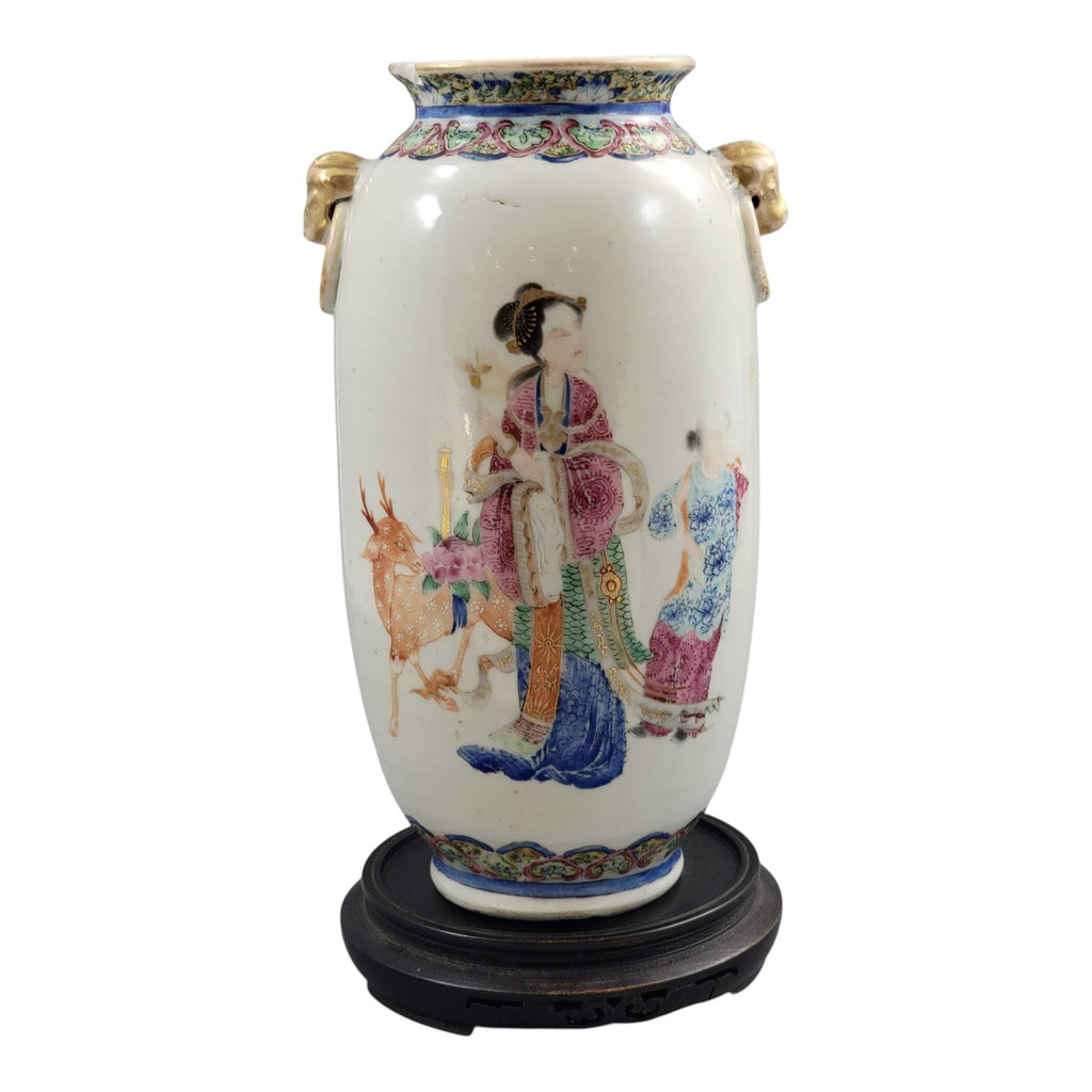Chinese famille rose vase Magu Shoulao Qing dynasty Jingdezhen c. 1870