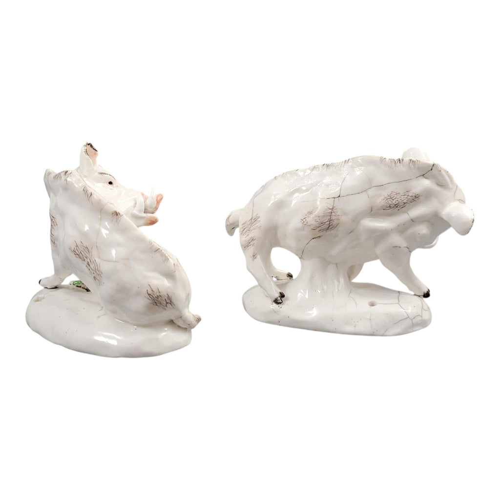 Rare Derby porcelain wild boars pair c.1755