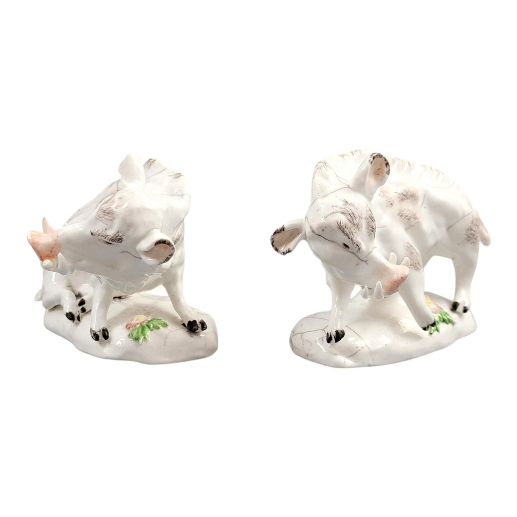 Rare Derby porcelain wild boars pair c.1755