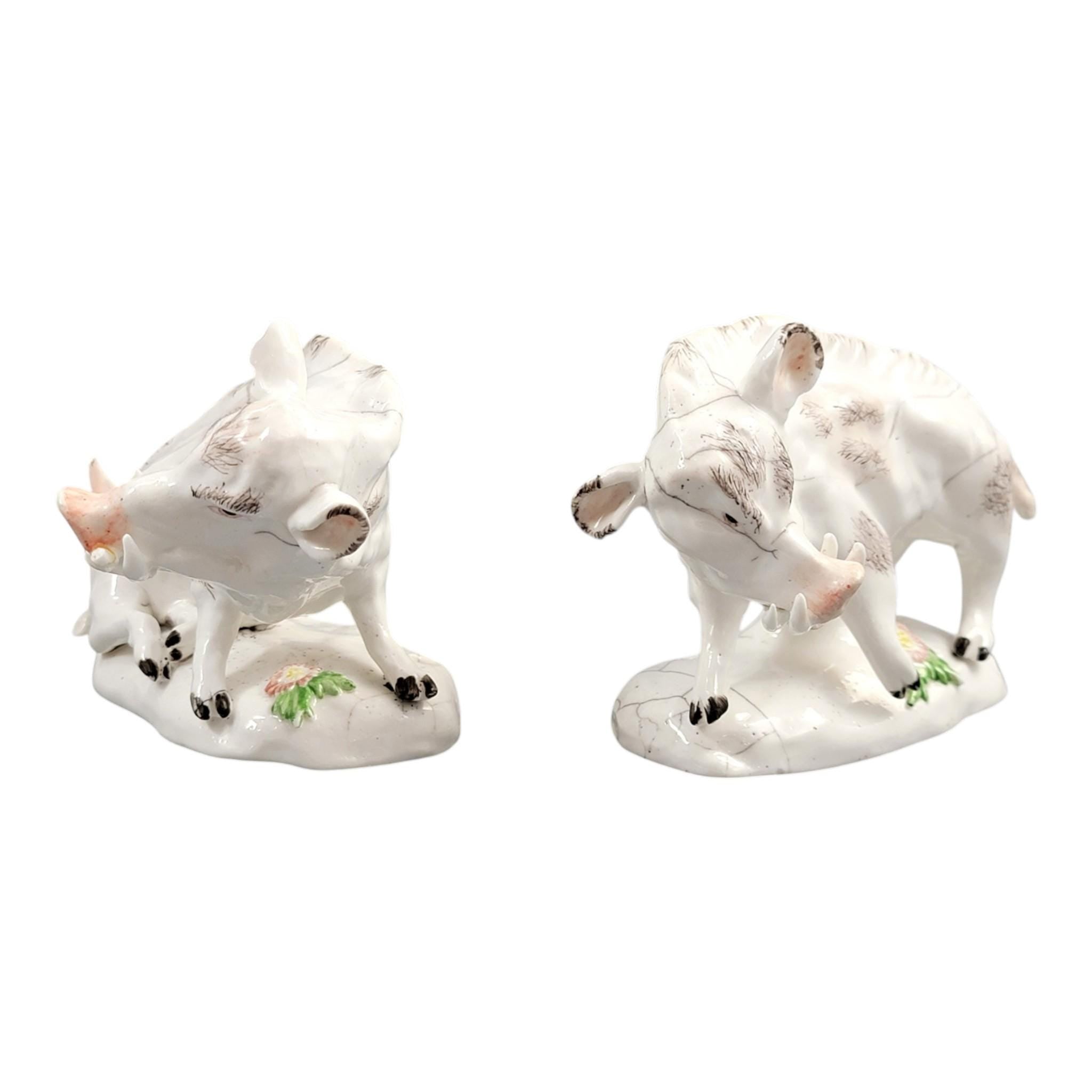 Rare Derby porcelain wild boars pair c.1755