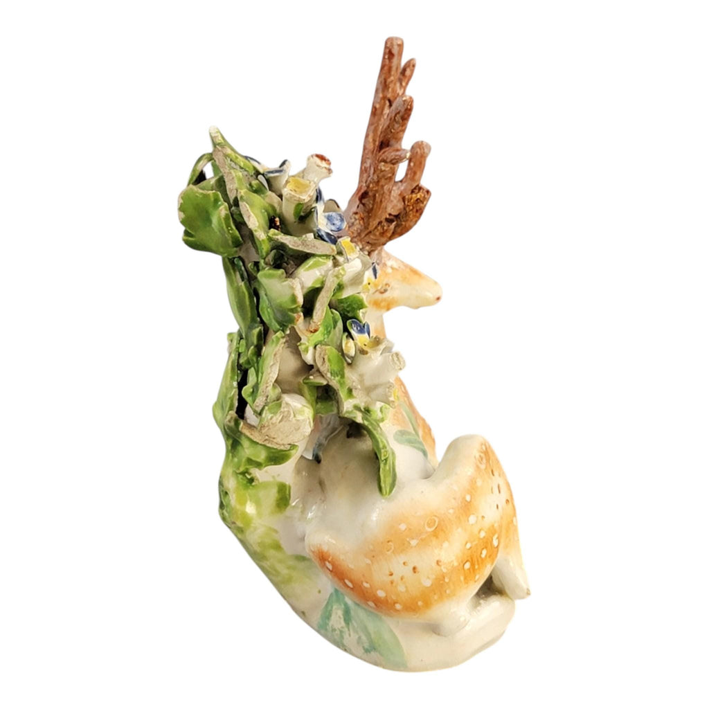 Early Derby porcelain recumbent stag figure Patch Period c.1760