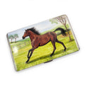 Antique Sterling Silver Cigarette Case with Original Enamel Horse, Birmingham 1917
