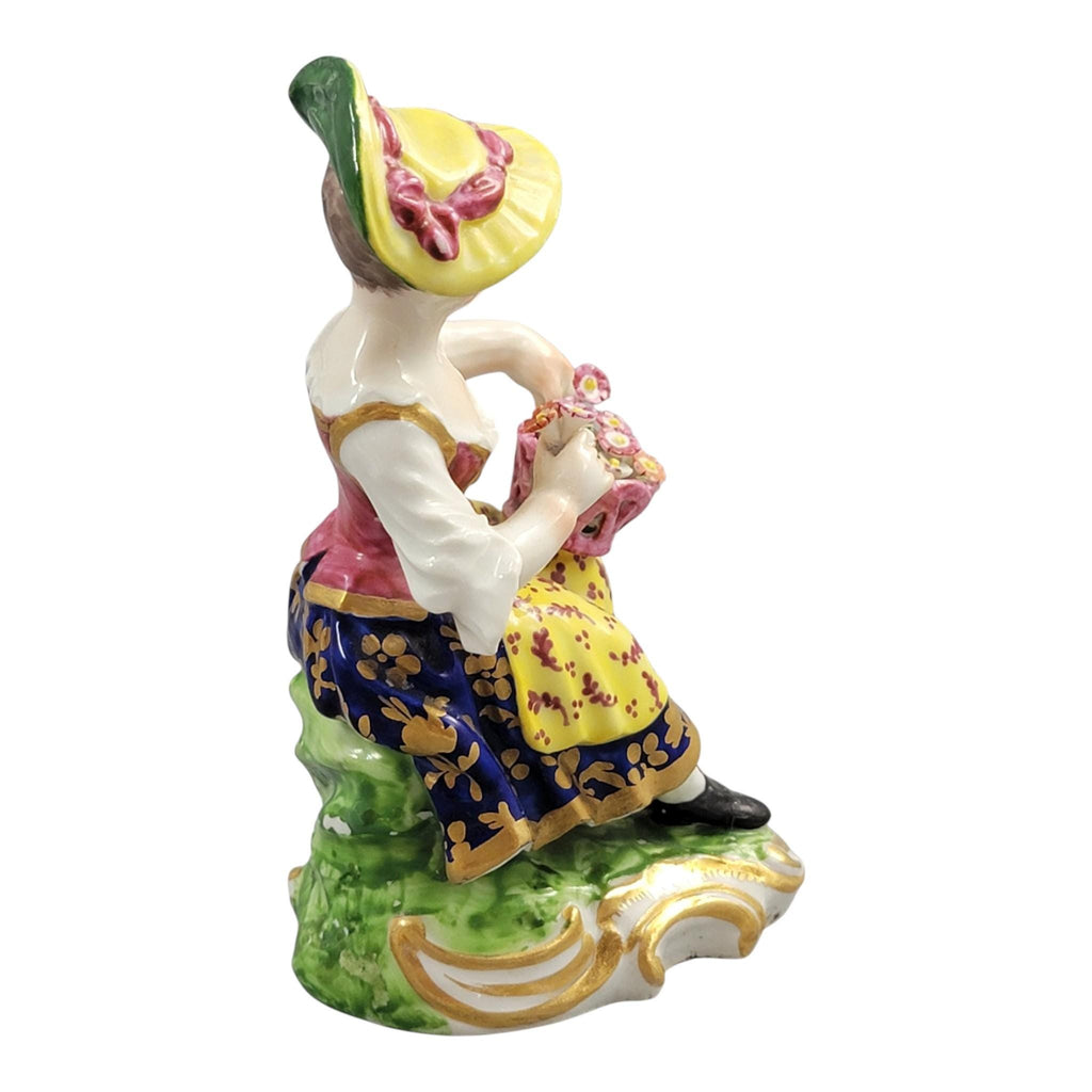 Rare Derby porcelain flower seller figure, model no. 8, c. 1780–1784