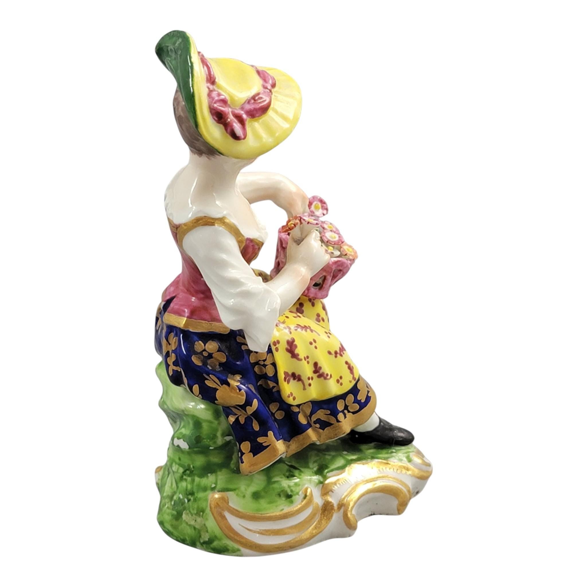 Rare Derby porcelain flower seller figure, model no. 8, c. 1780–1784