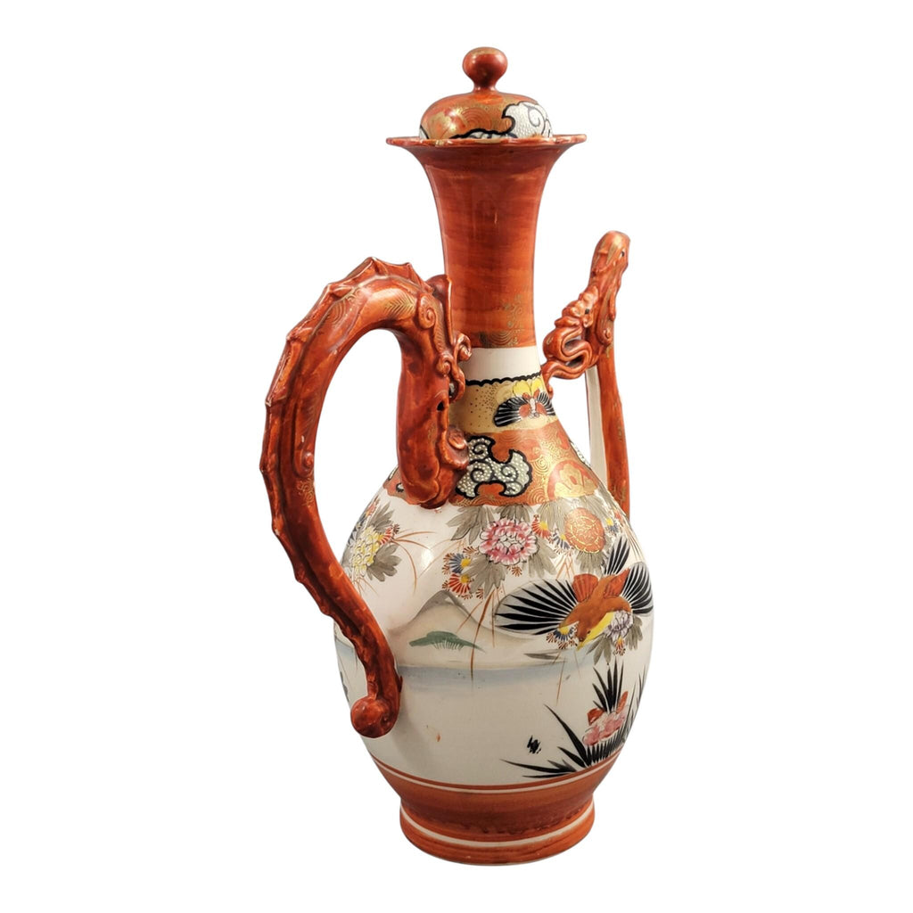 Large Kutani dragon ewer with phoenix spout, Meiji period c. 1880–1900