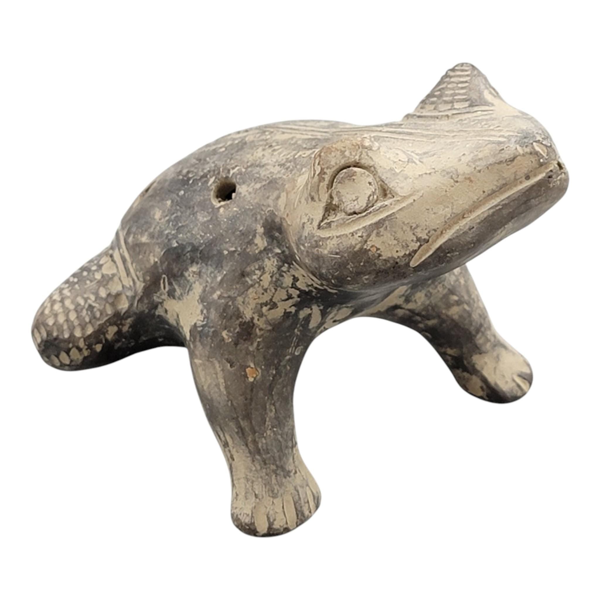 Pre-Columbian frog whistle, Chimú ceramic ocarina, Peru c. 1100–1470