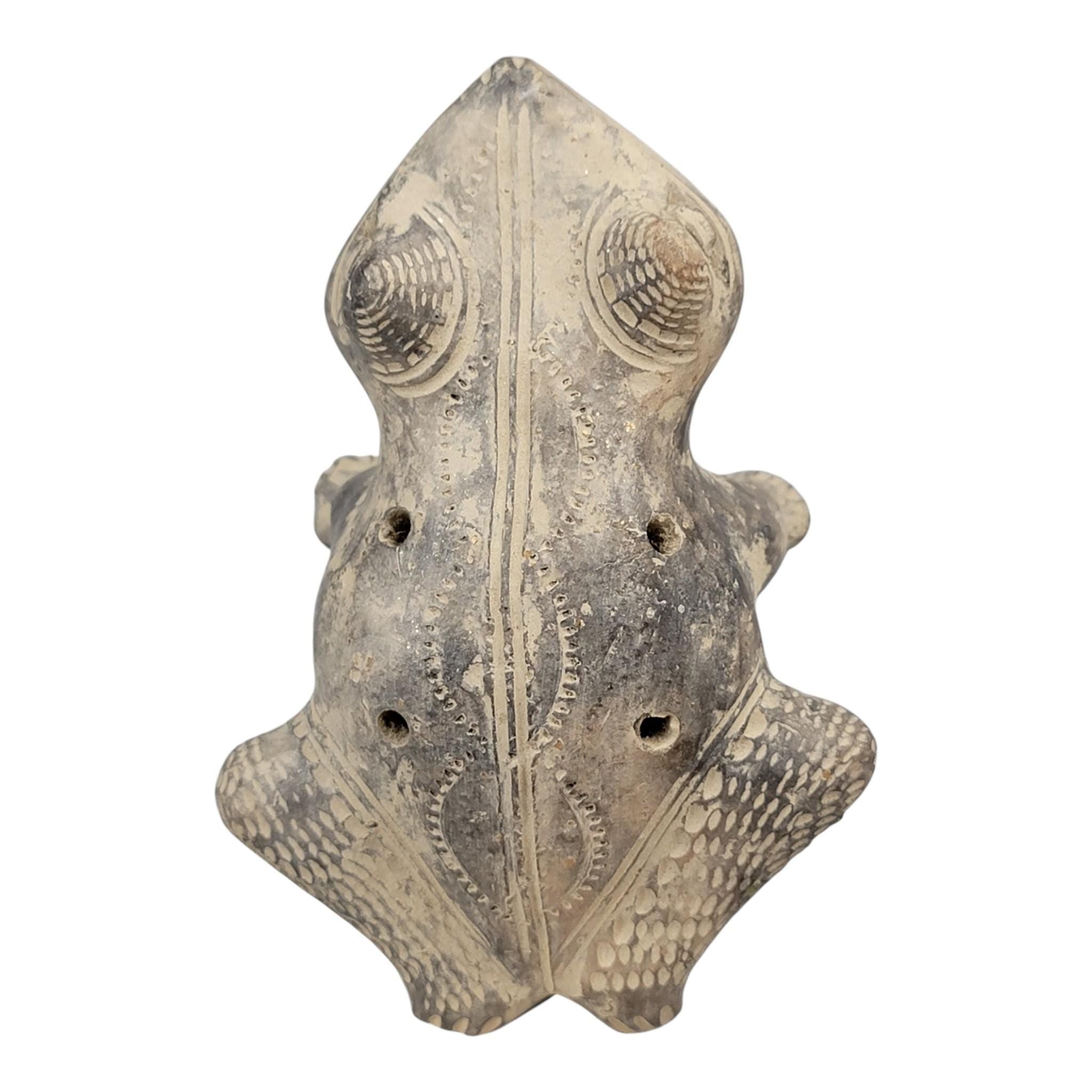 Pre-Columbian frog whistle, Chimú ceramic ocarina, Peru c. 1100–1470