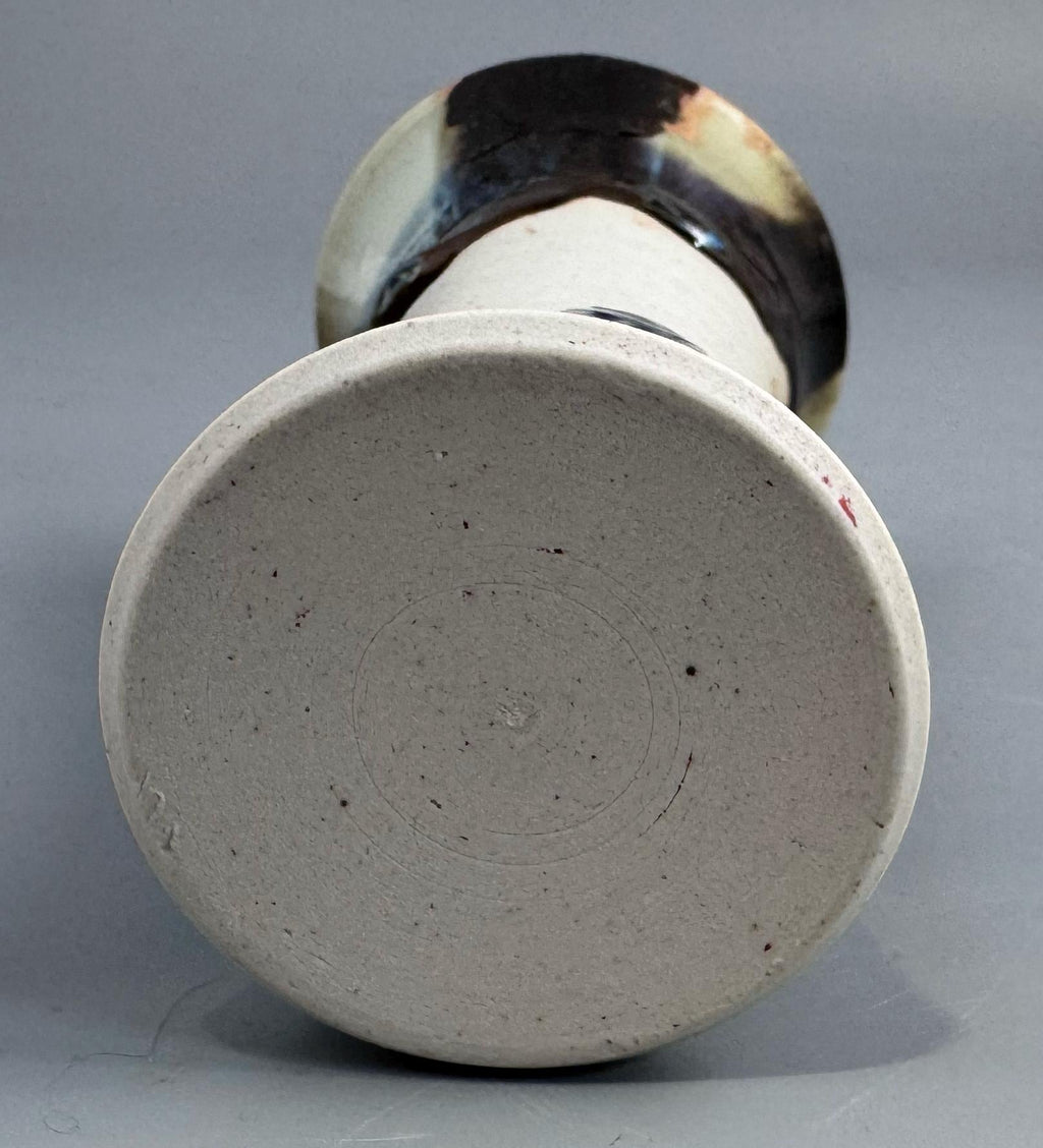 Sumida Gawa Stoneware Vase with Applied Rakan Figure, Signed Ryōsai, Meiji–Taishō Period