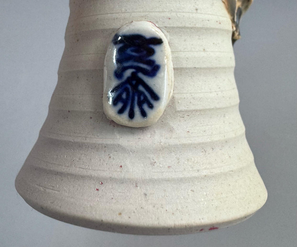 Sumida Gawa Stoneware Vase with Applied Rakan Figure, Signed Ryōsai, Meiji–Taishō Period
