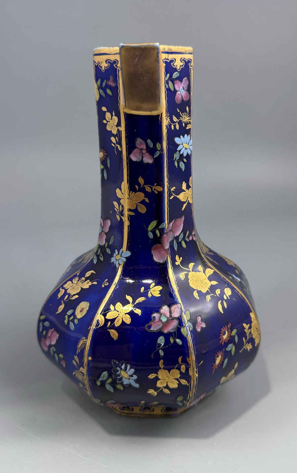 Mason's Ironstone Chinoiserie Ewer with Grotesque Handle, Cobalt Blue Ground, Early to Mid-19th Century