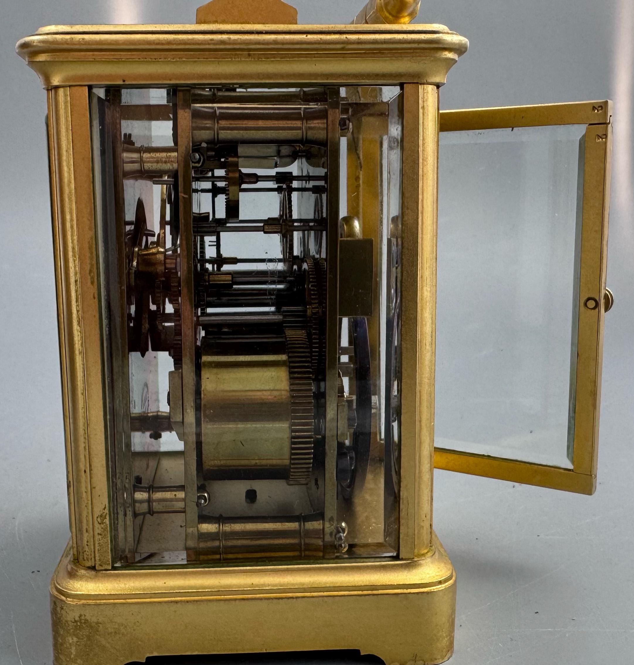 Henri Jacot Paris Eight-Day Striking Carriage Clock with Original Travel Case