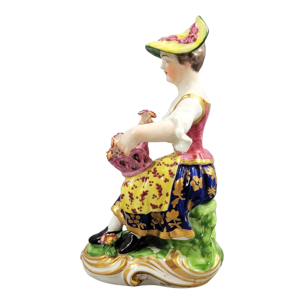 Rare Derby porcelain flower seller figure, model no. 8, c. 1780–1784