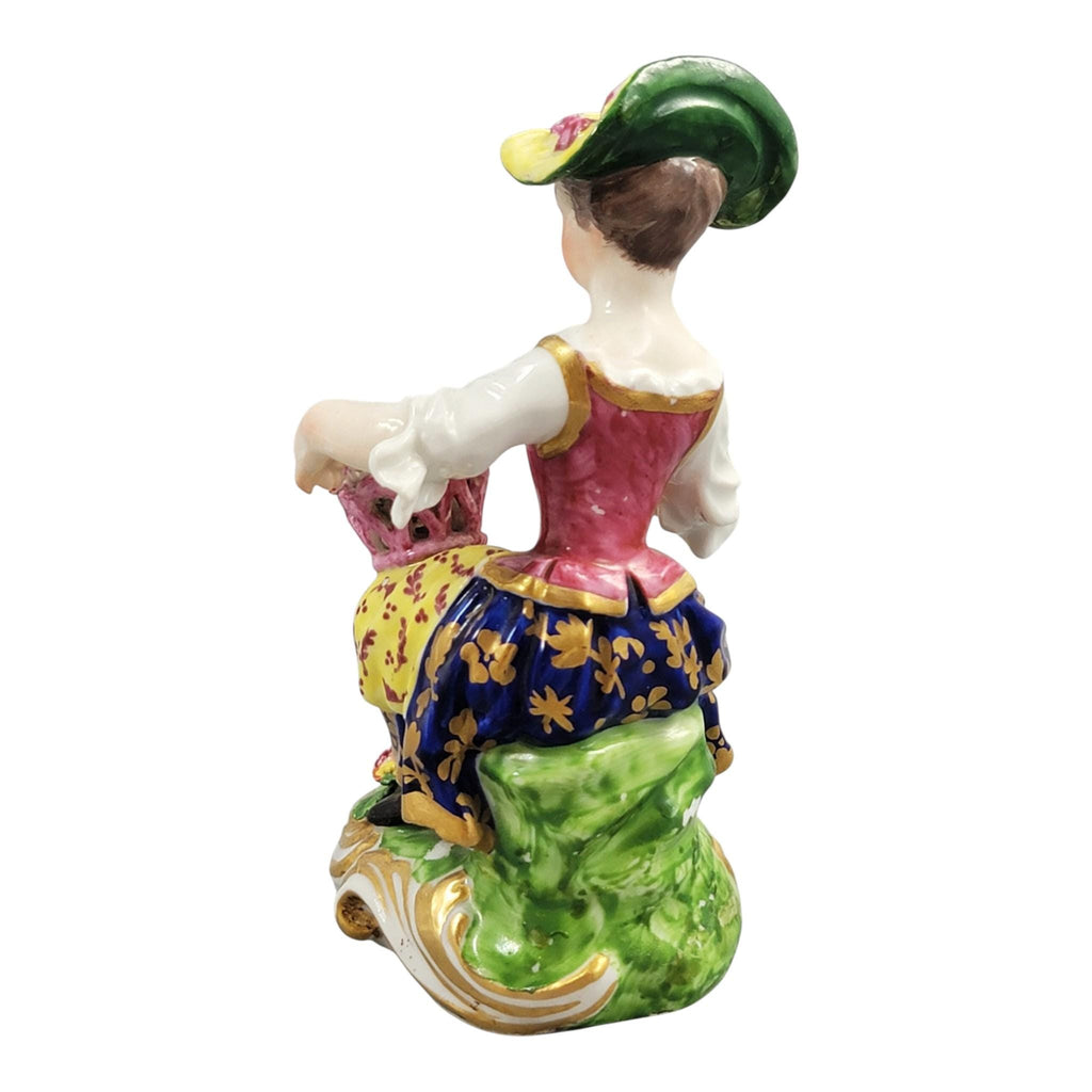 Rare Derby porcelain flower seller figure, model no. 8, c. 1780–1784