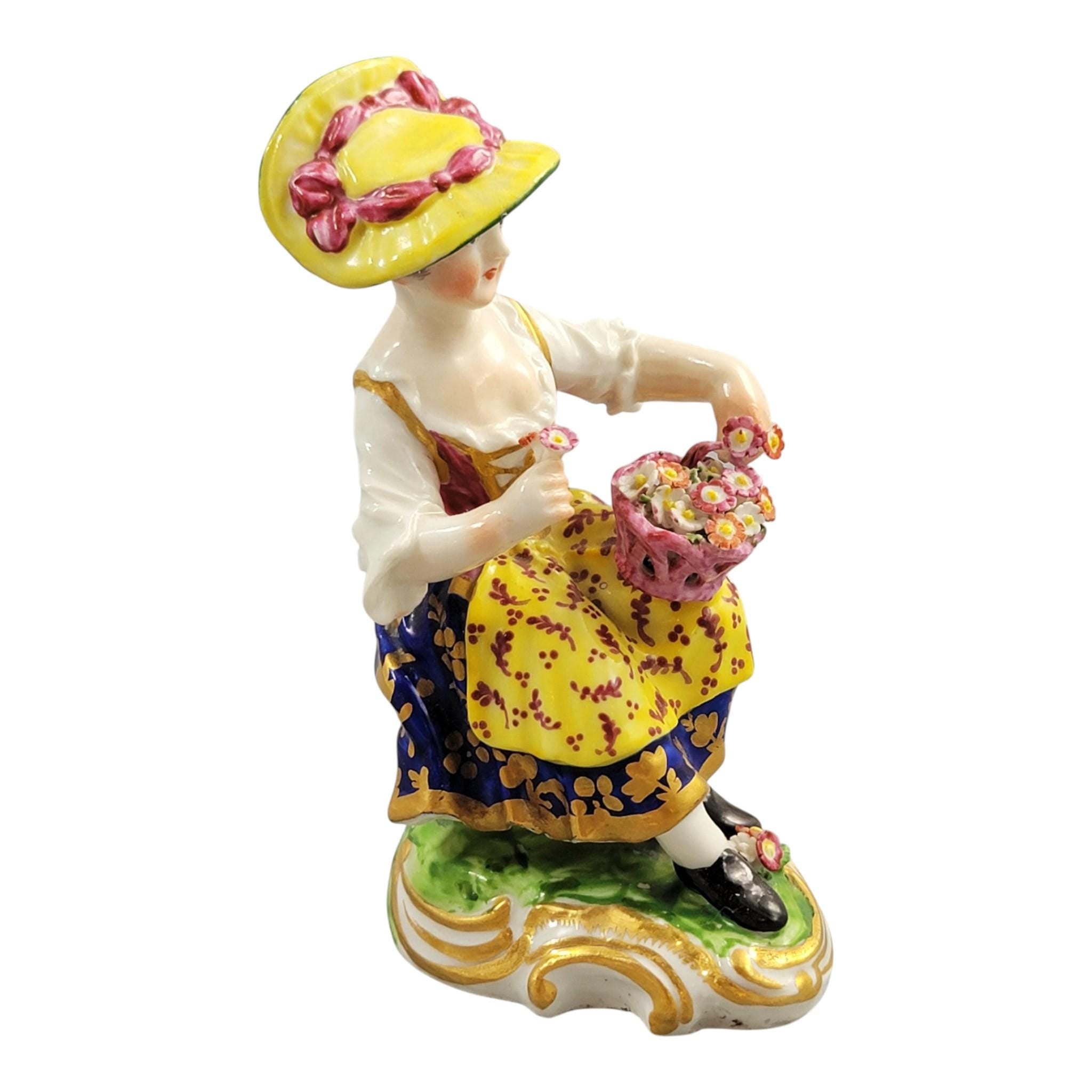 Rare Derby porcelain flower seller figure, model no. 8, c. 1780–1784