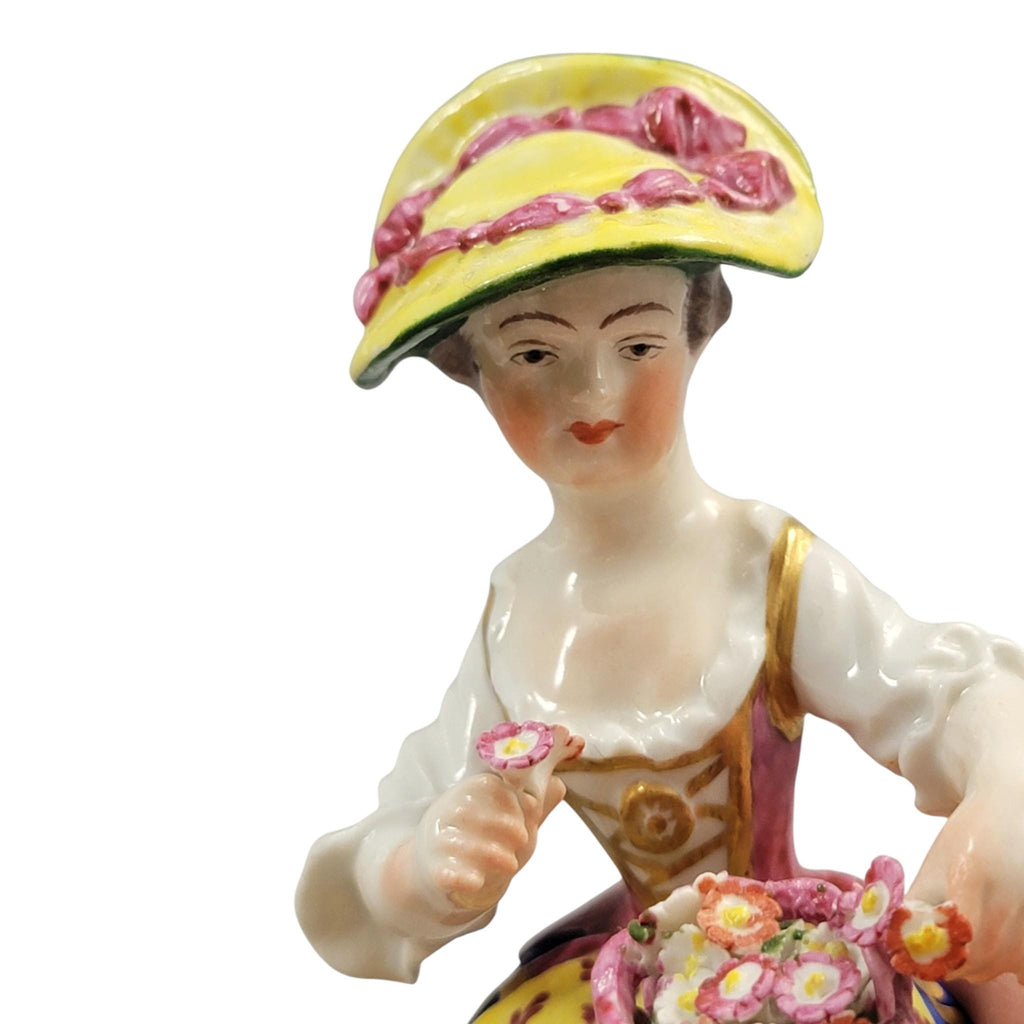 Rare Derby porcelain flower seller figure, model no. 8, c. 1780–1784
