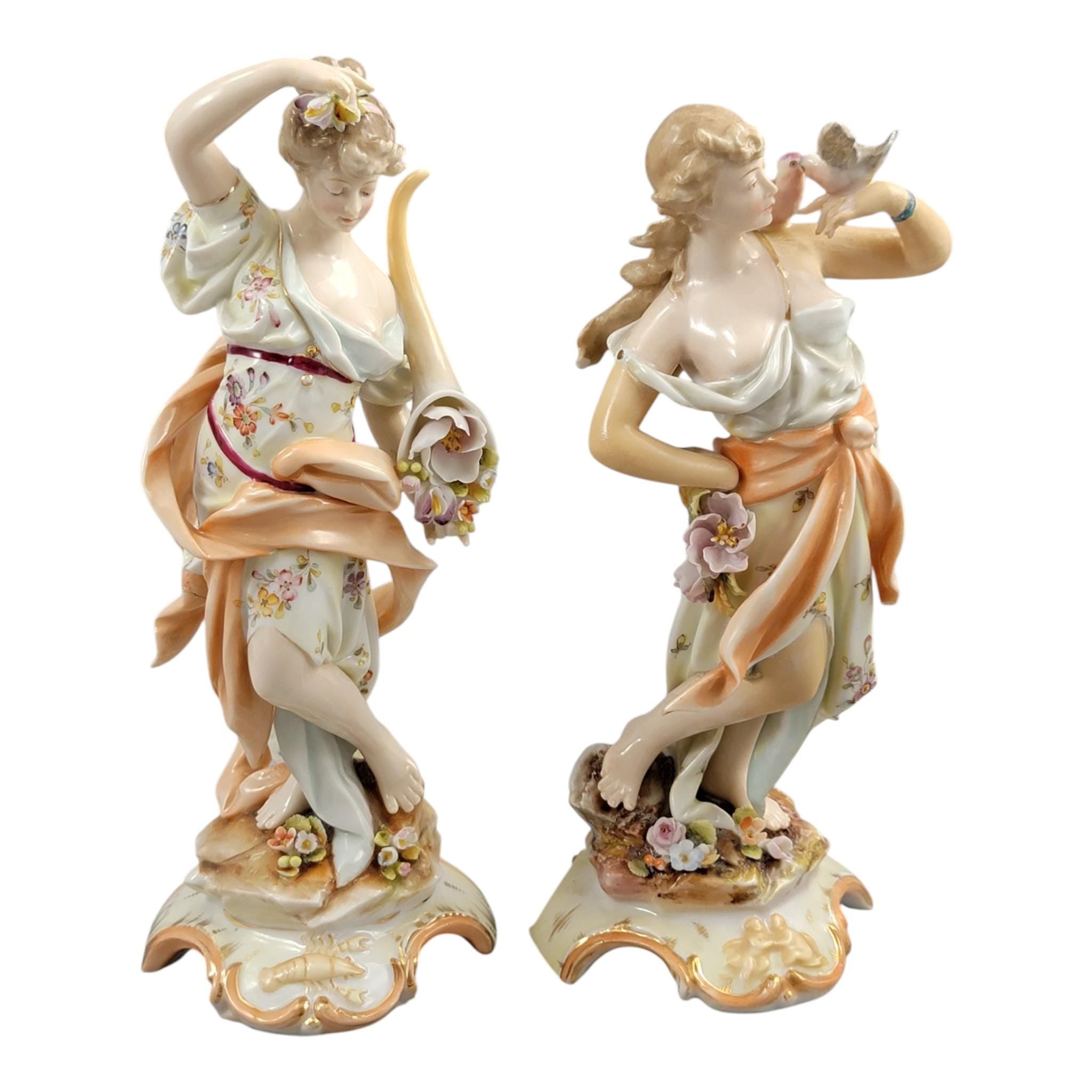 Christian Nonne Volkstedt spring autumn pair c.1780–1800 porcelain figures