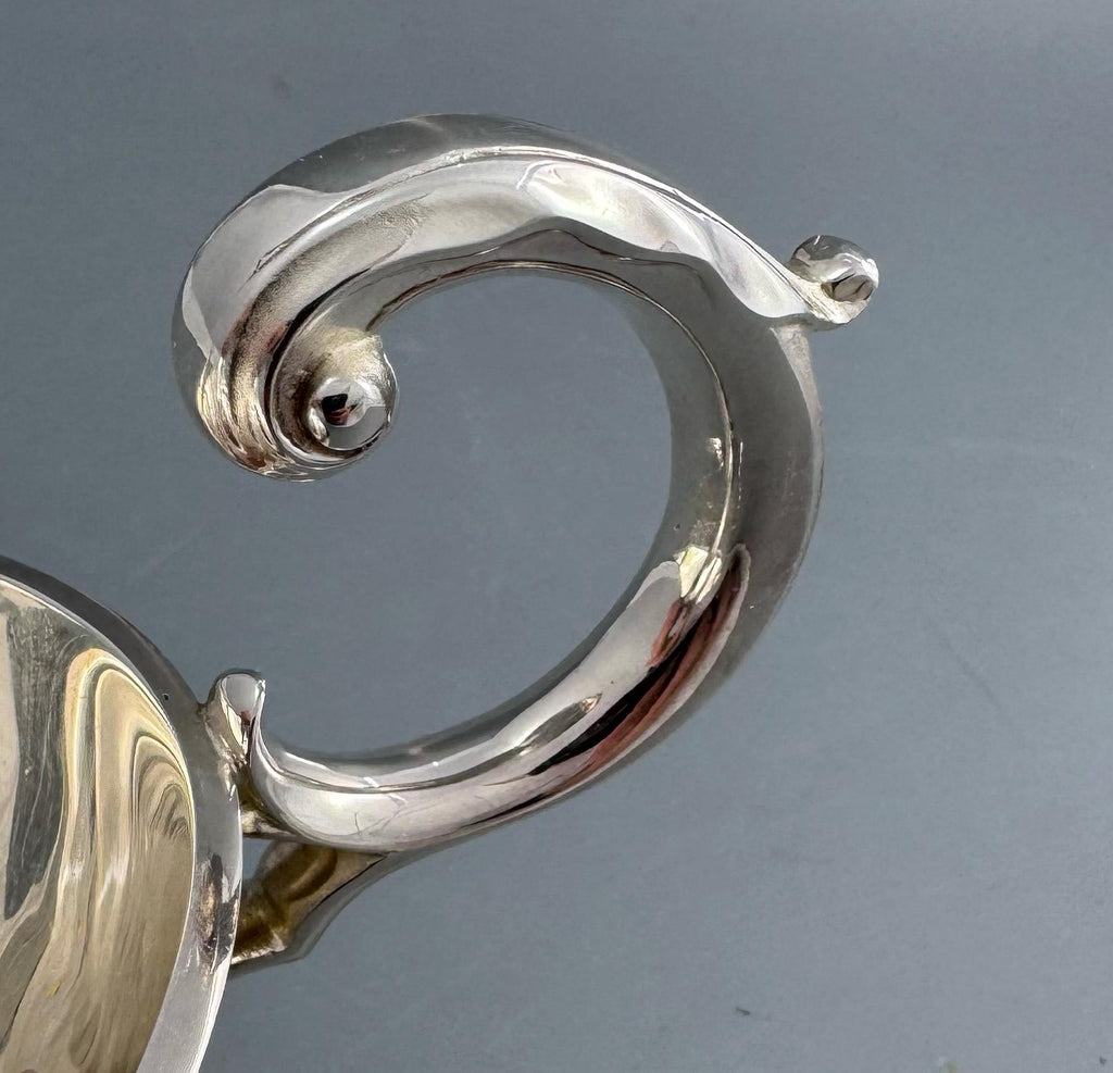 Mappin & Webb Sauce Boat Set — Sterling Silver Stand with Silver-Plated Sauce Boat and Ladle, in Original Presentation Box, London 2000