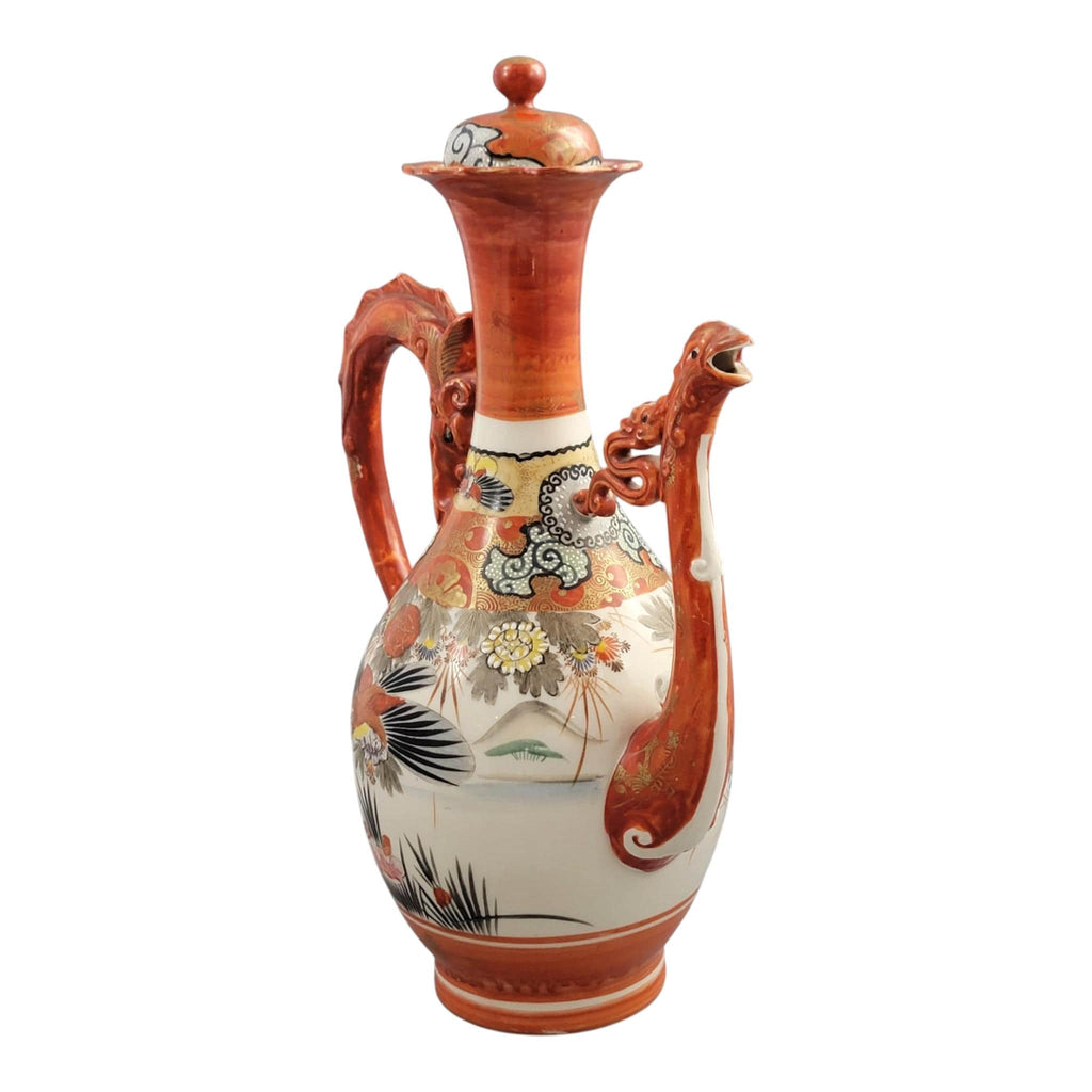 Large Kutani dragon ewer with phoenix spout, Meiji period c. 1880–1900