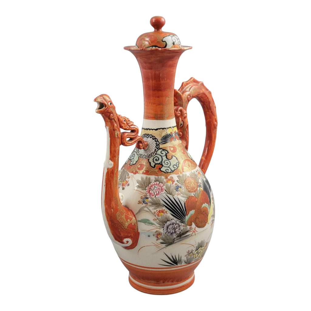 Large Kutani dragon ewer with phoenix spout, Meiji period c. 1880–1900