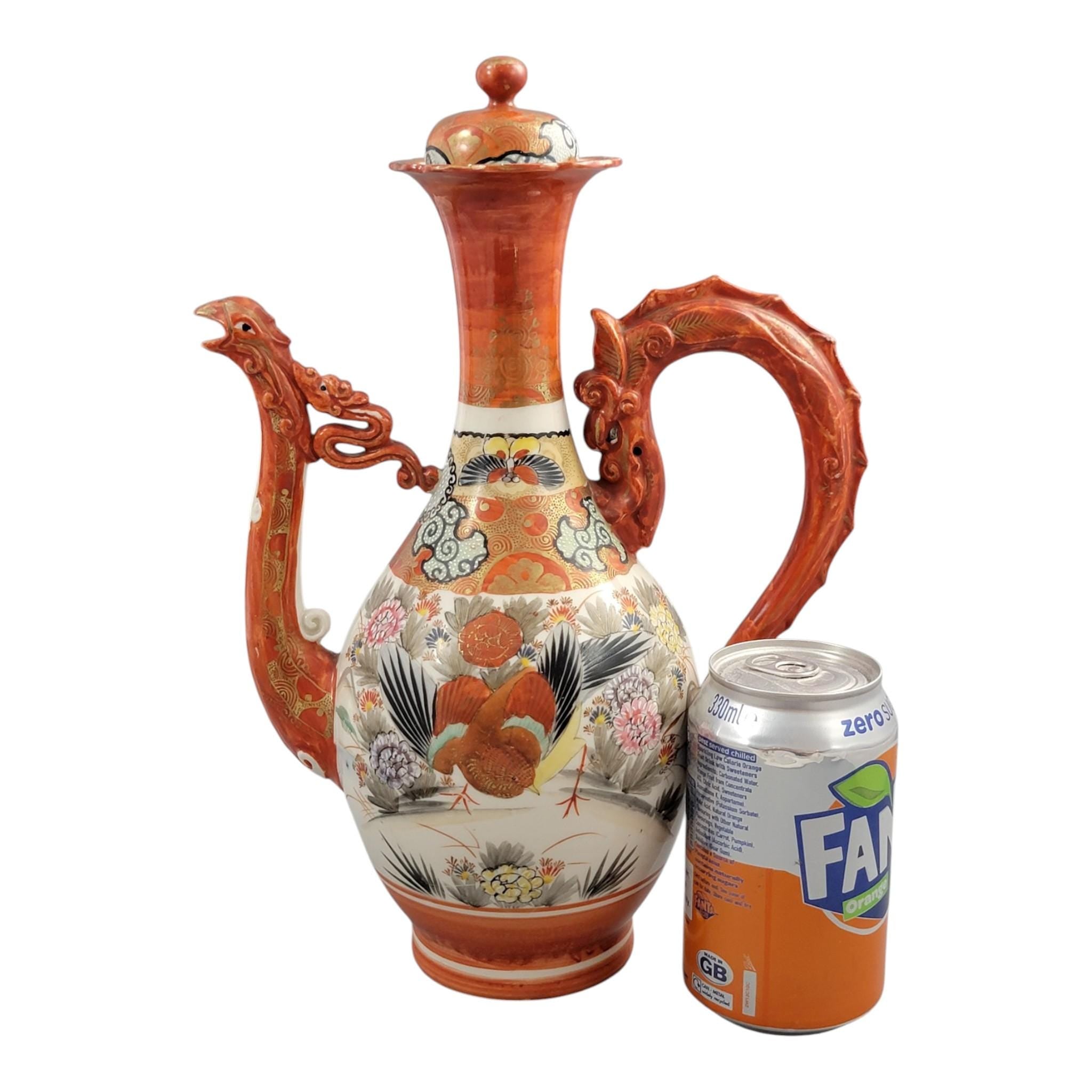 Large Kutani dragon ewer with phoenix spout, Meiji period c. 1880–1900