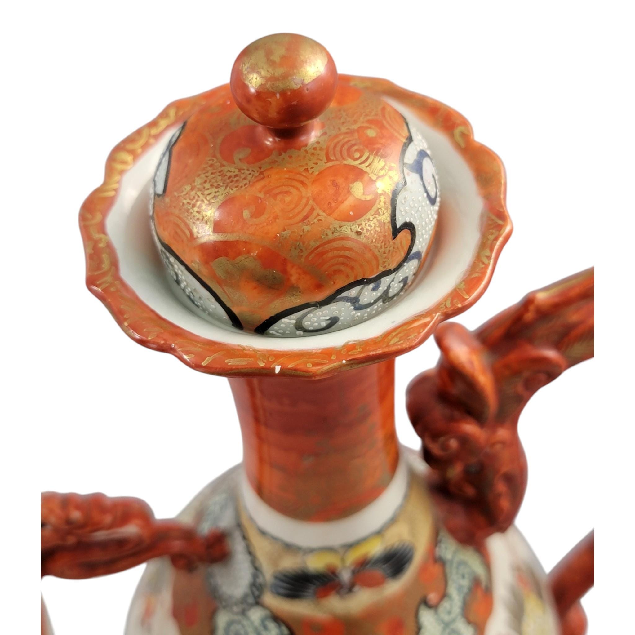 Large Kutani dragon ewer with phoenix spout, Meiji period c. 1880–1900