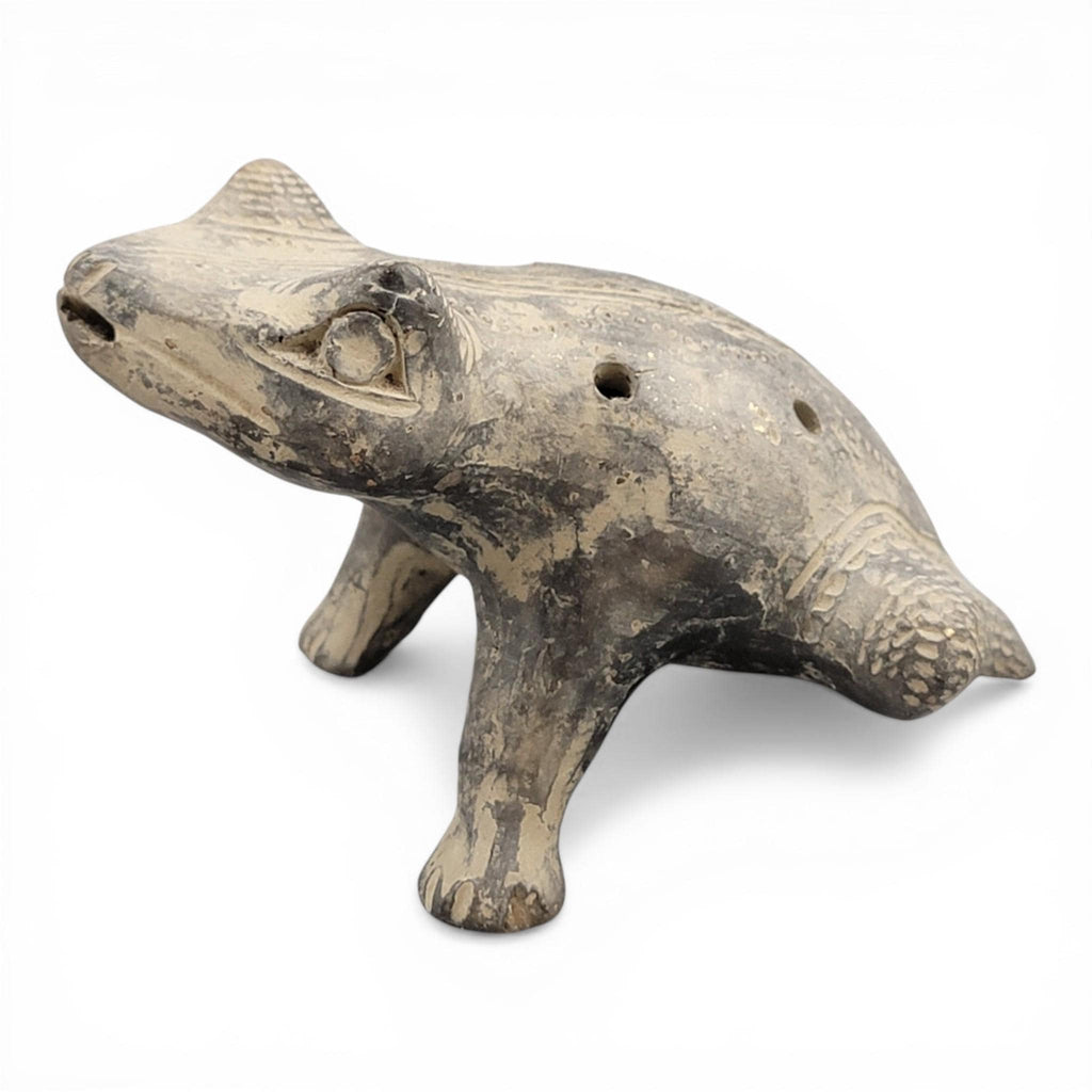 Pre-Columbian frog whistle, Chimú ceramic ocarina, Peru c. 1100–1470