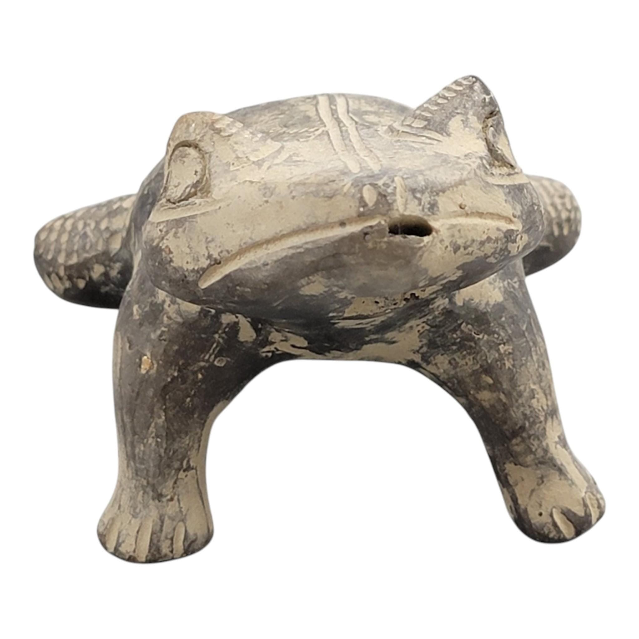 Pre-Columbian frog whistle, Chimú ceramic ocarina, Peru c. 1100–1470