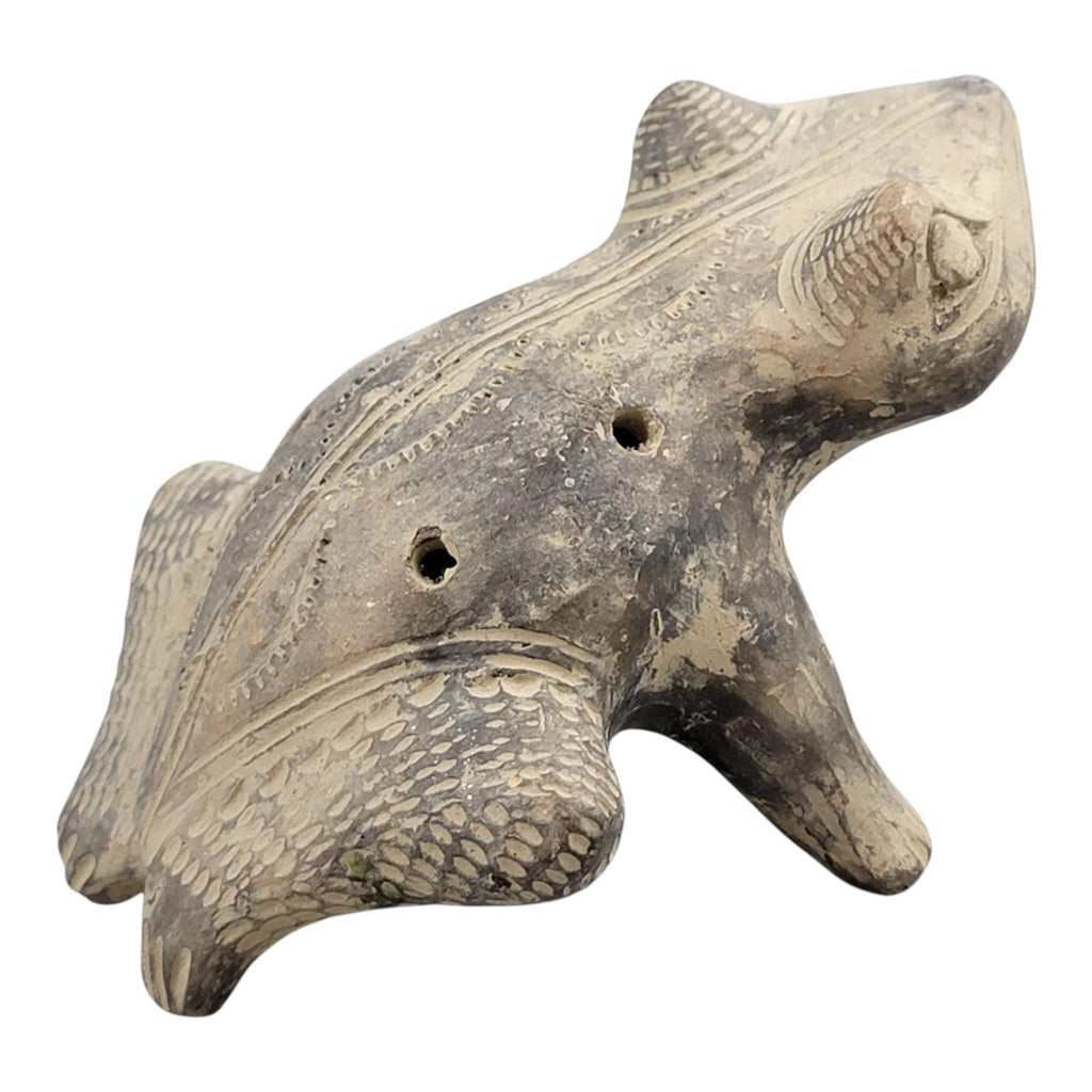 Pre-Columbian frog whistle, Chimú ceramic ocarina, Peru c. 1100–1470
