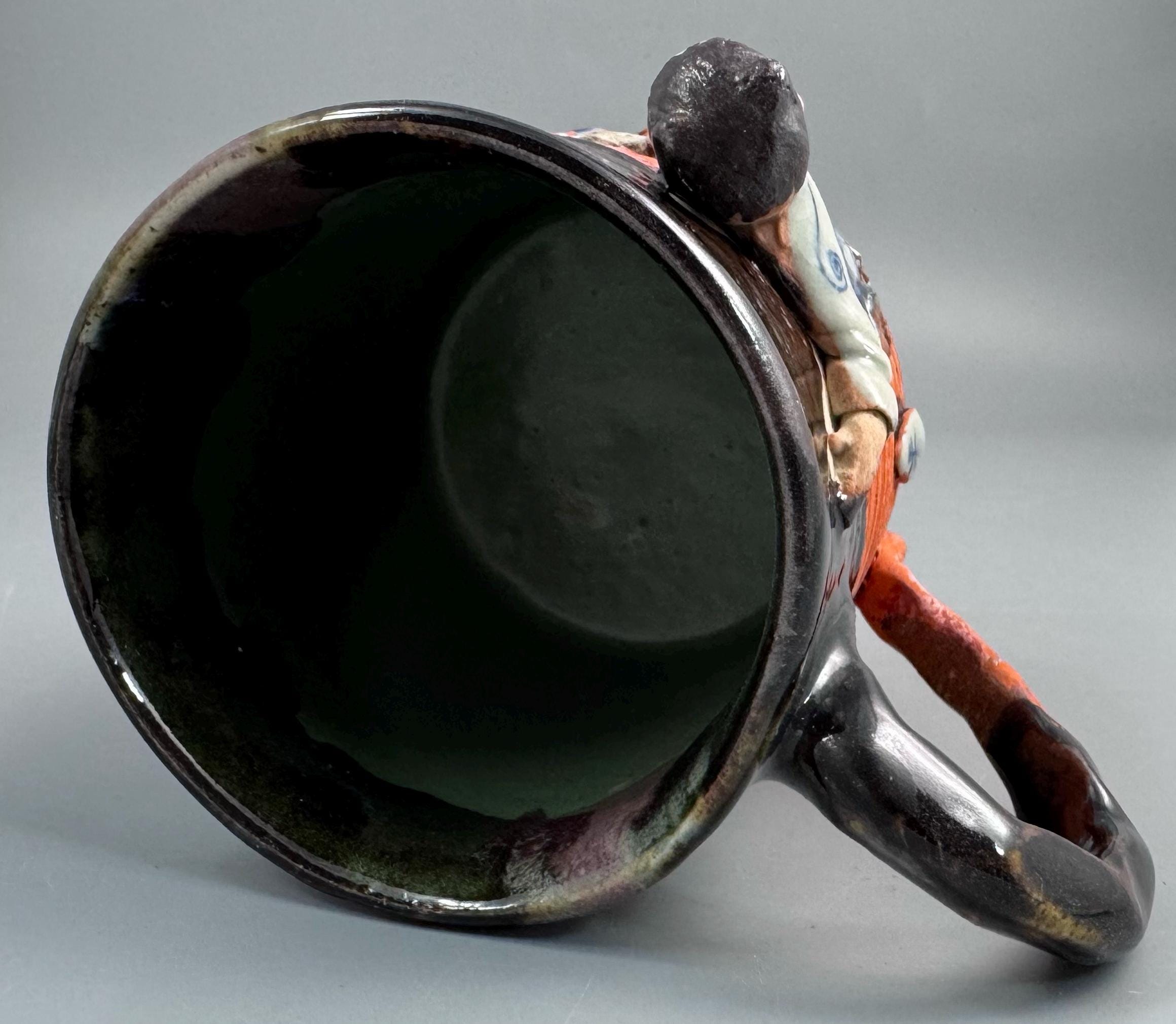 Japanese Sumida Gawa Mug with Applied Karako Figure, Signed Kōko — Meiji / Early Taishō Period