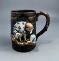 Large Sumida Gawa Mug with Applied Sennin Figure, Signed Ryosai — Inoue Ryosai Workshop, Meiji / Taisho Period
