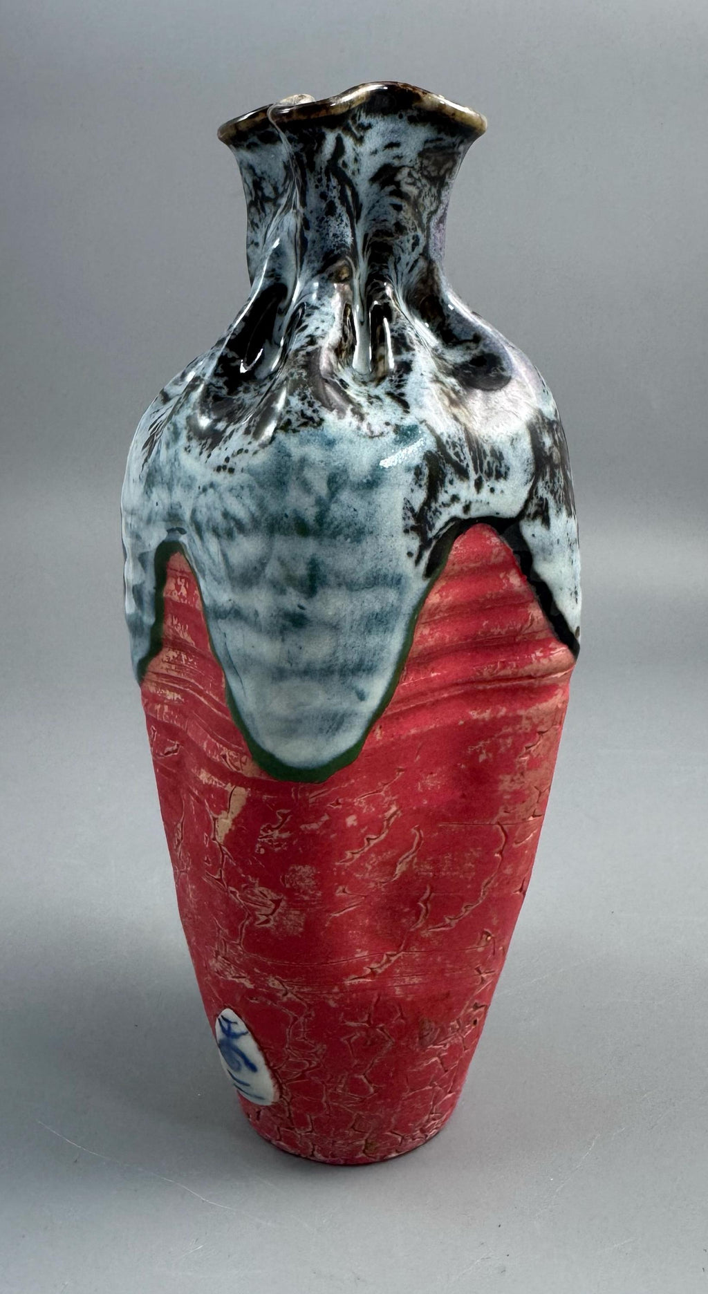 Japanese Sumida Gawa Baluster Vase with Applied Karako Figure, Signed Kōko — Meiji / Early Taisho Period