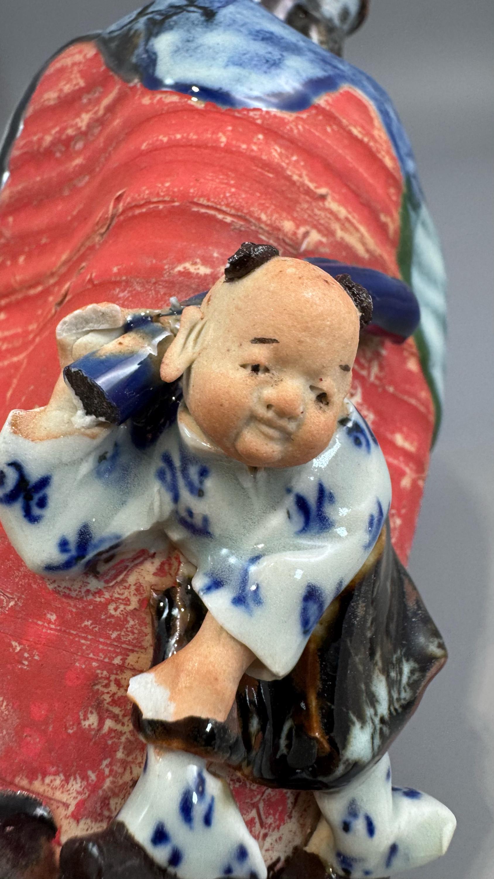 Japanese Sumida Gawa Baluster Vase with Applied Karako Figure, Signed Kōko — Meiji / Early Taisho Period