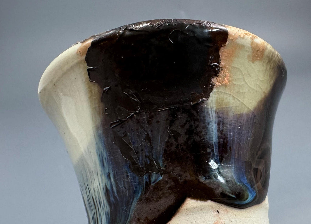 Sumida Gawa Stoneware Vase with Applied Rakan Figure, Signed Ryōsai, Meiji–Taishō Period