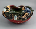 Sumida Gawa Pottery Suiban / Brush Washer with Two Climbing Figures, Signed Kōko, Meiji–Taishō Period