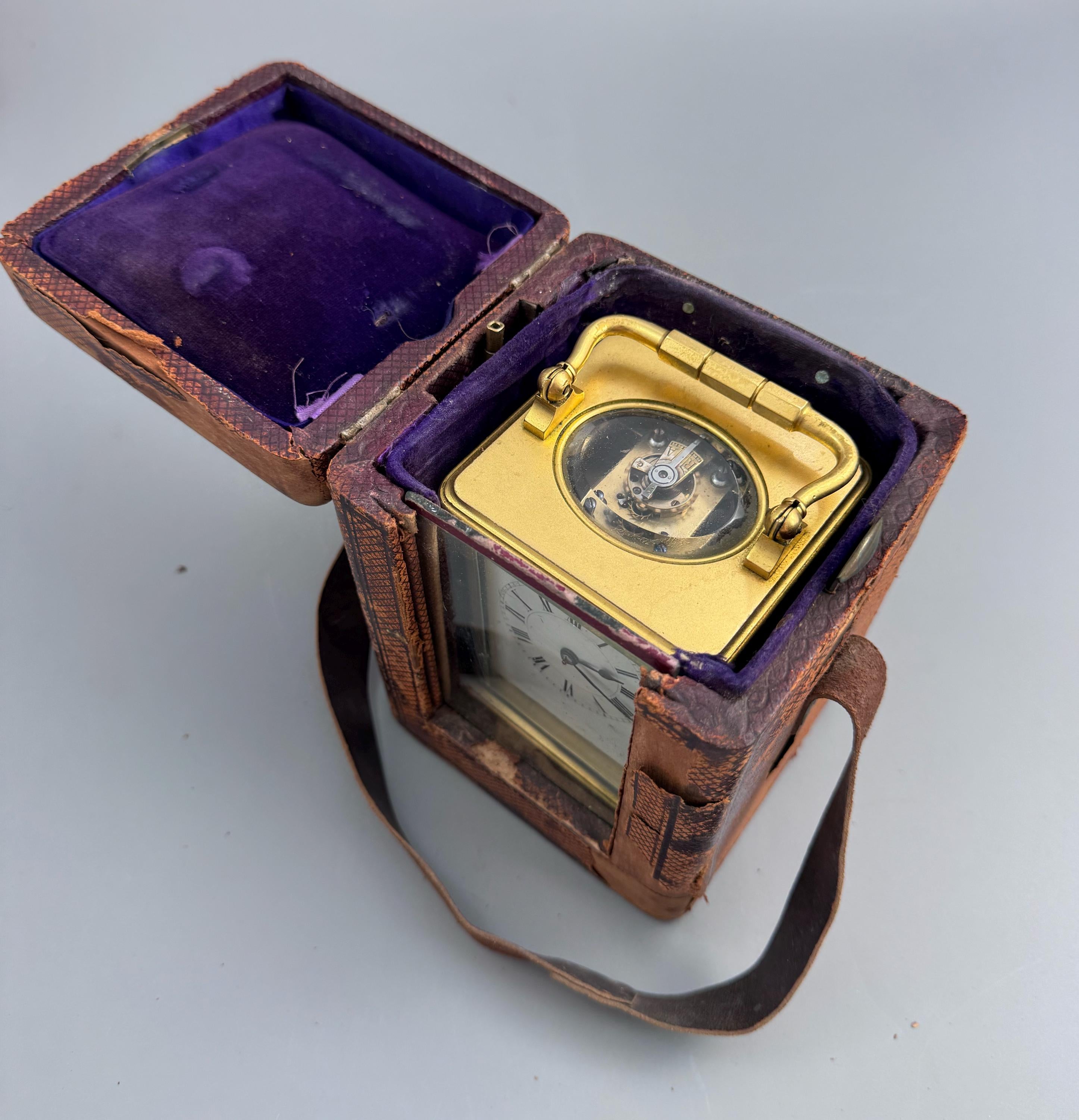 Henri Jacot Paris Eight-Day Striking Carriage Clock with Original Travel Case