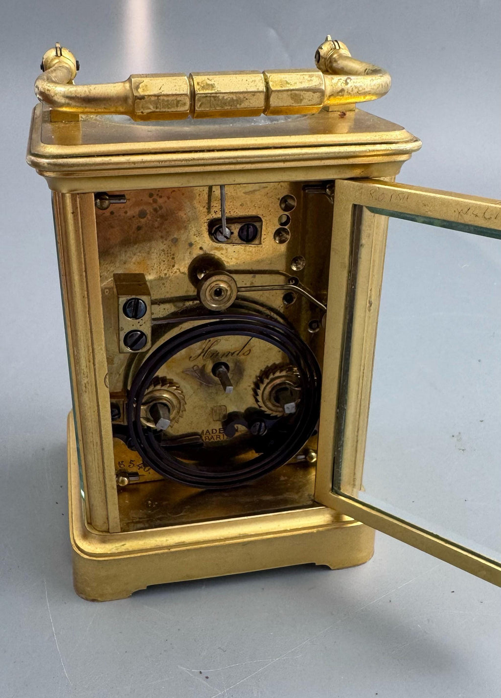Henri Jacot Paris Eight-Day Striking Carriage Clock with Original Travel Case