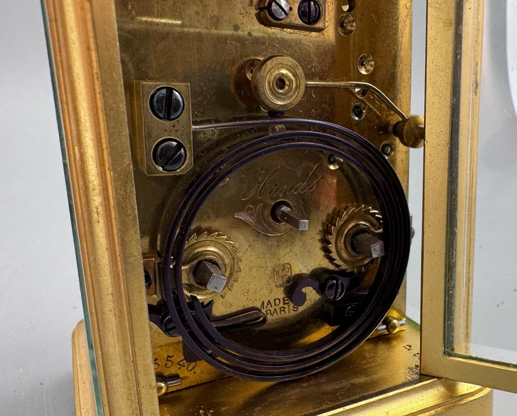 Henri Jacot Paris Eight-Day Striking Carriage Clock with Original Travel Case