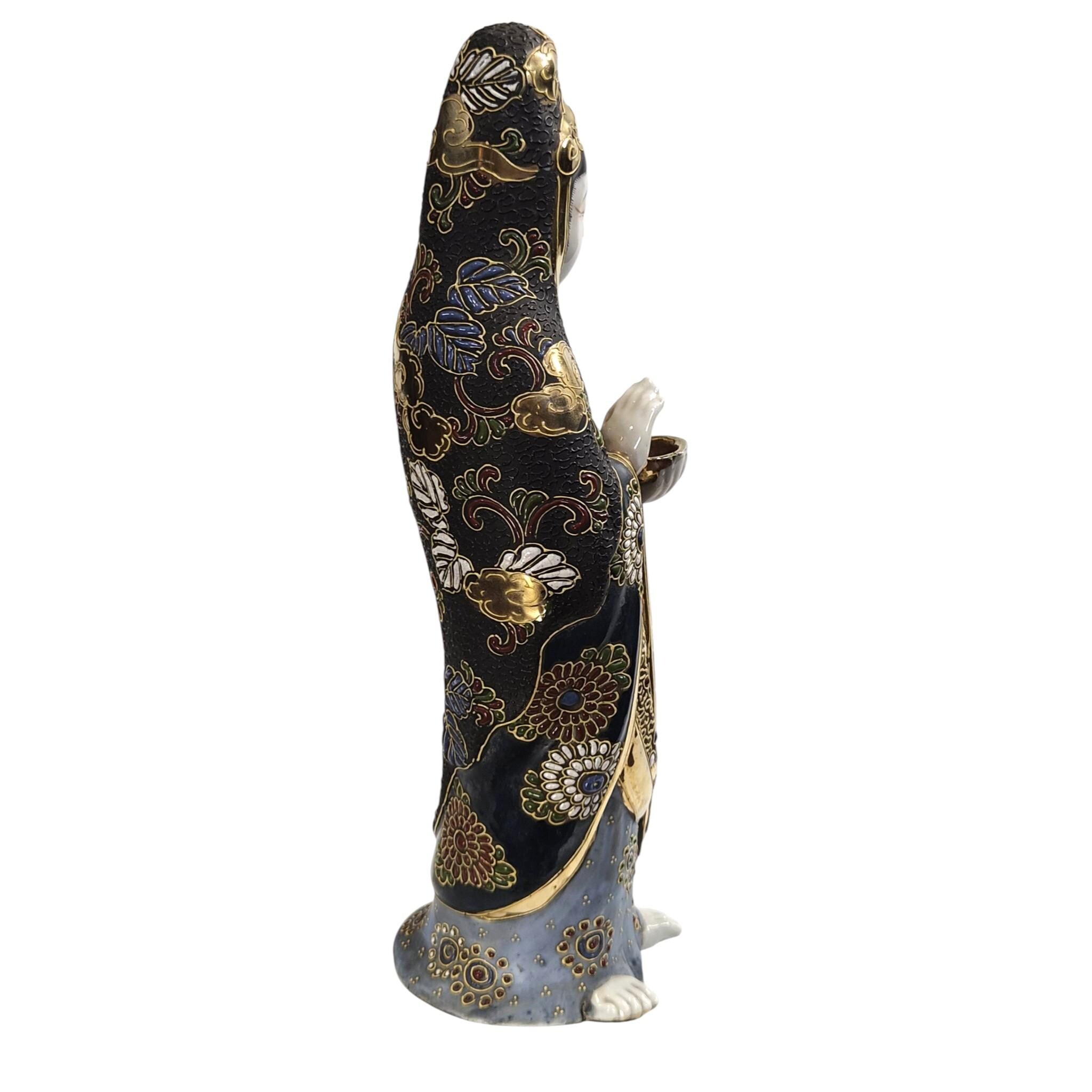 Japanese Kutani Kannon Guanyin Figure c.1920 Goddess of Mercy