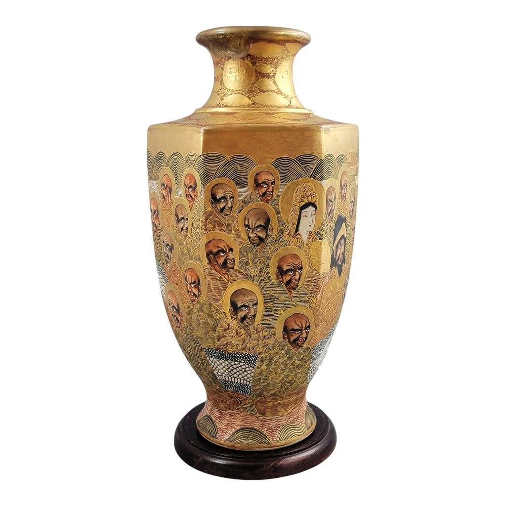 Large Japanese Satsuma Vase by Hotoda, Meiji Period 1000 Arhats & Dragon